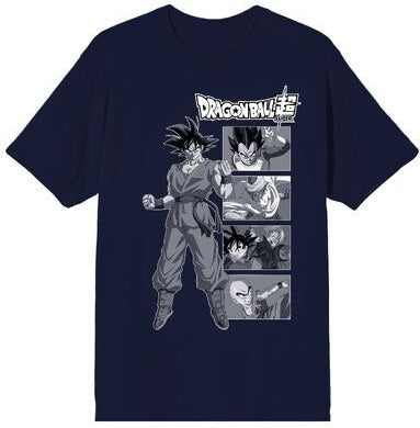 Dragon Ball Super Character Panels Men's Periwinkle Crew Neck Short Sleeve T-shirt