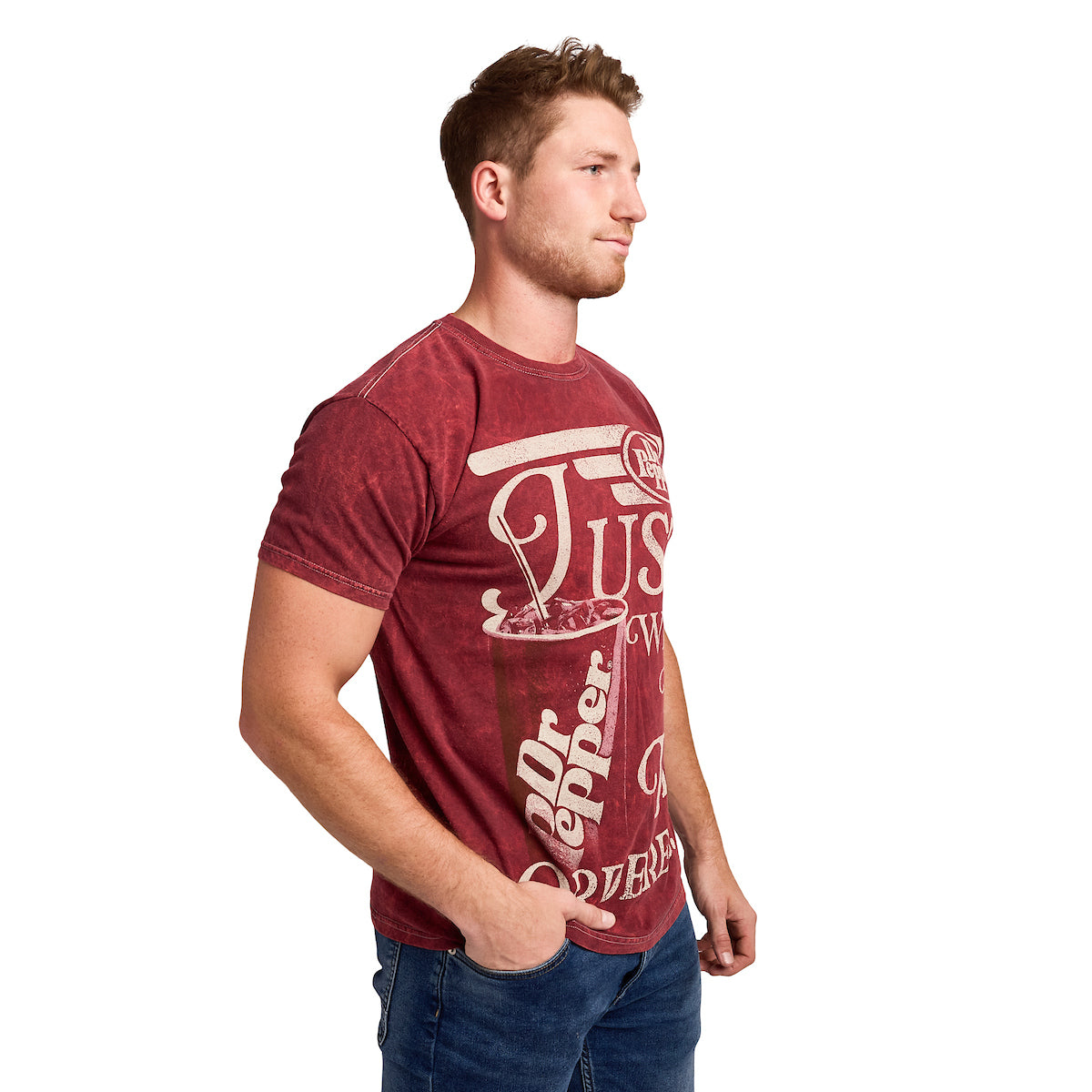 Dr Pepper Just What The Dr Ordered Maroon Mineral Wash Crew Neck Short Sleeve T-shirt