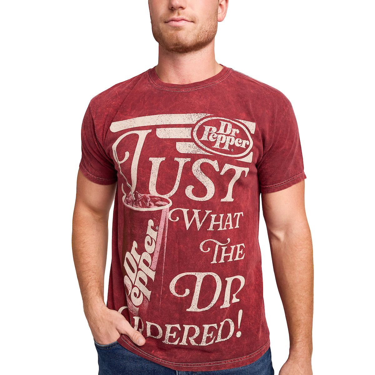 Dr Pepper Just What The Dr Ordered Maroon Mineral Wash Crew Neck Short Sleeve T-shirt