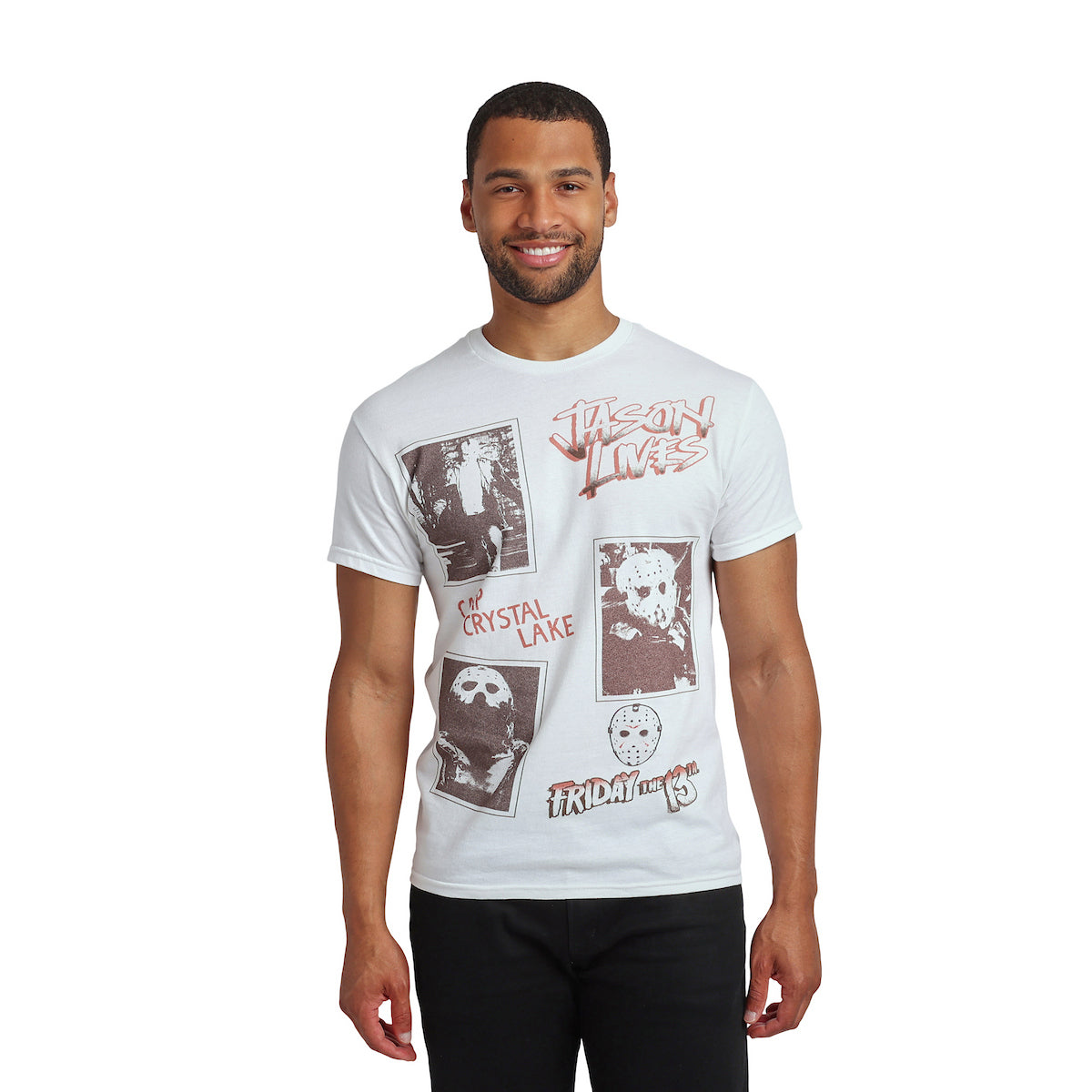 Friday The 13th Jason Photo Art Men's White Crew Neck Short Sleeve T-shirt