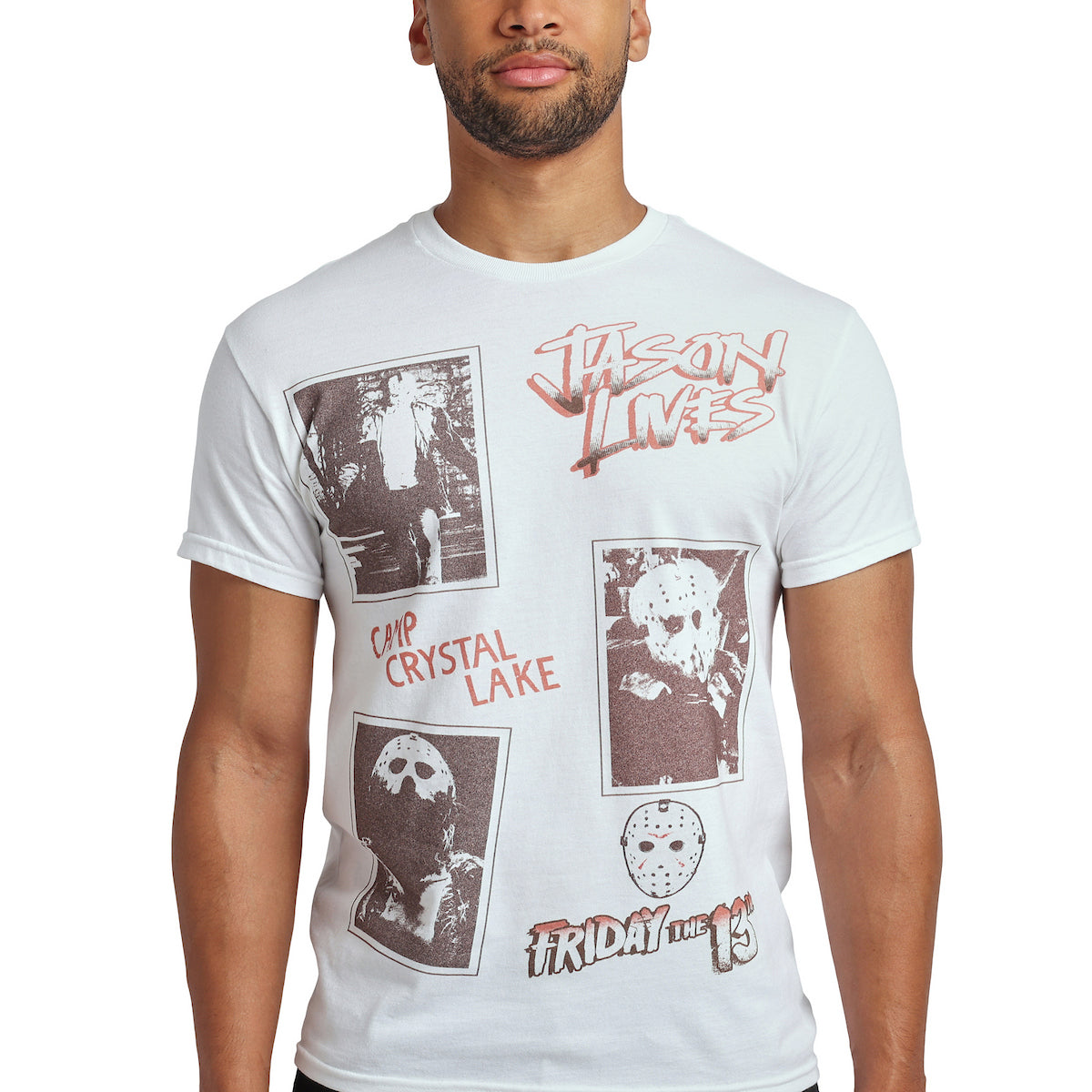 Friday The 13th Jason Photo Art Men's White Crew Neck Short Sleeve T-shirt