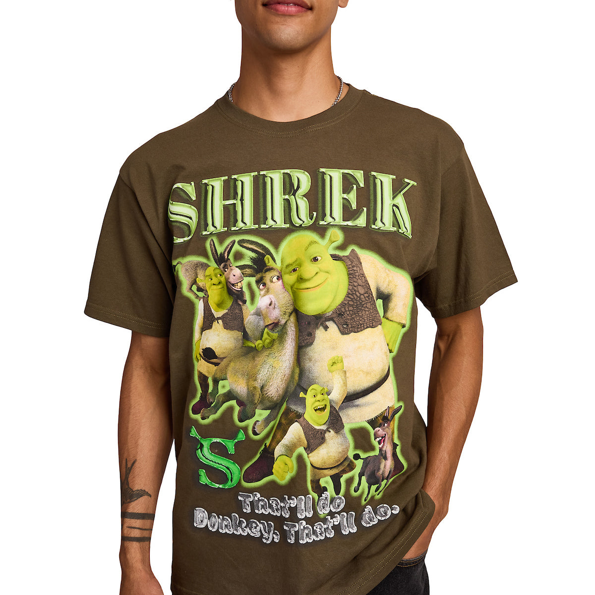 Shrek That’ll Do Donkey Men’s Brown Crew Neck Short Sleeve T-shirt