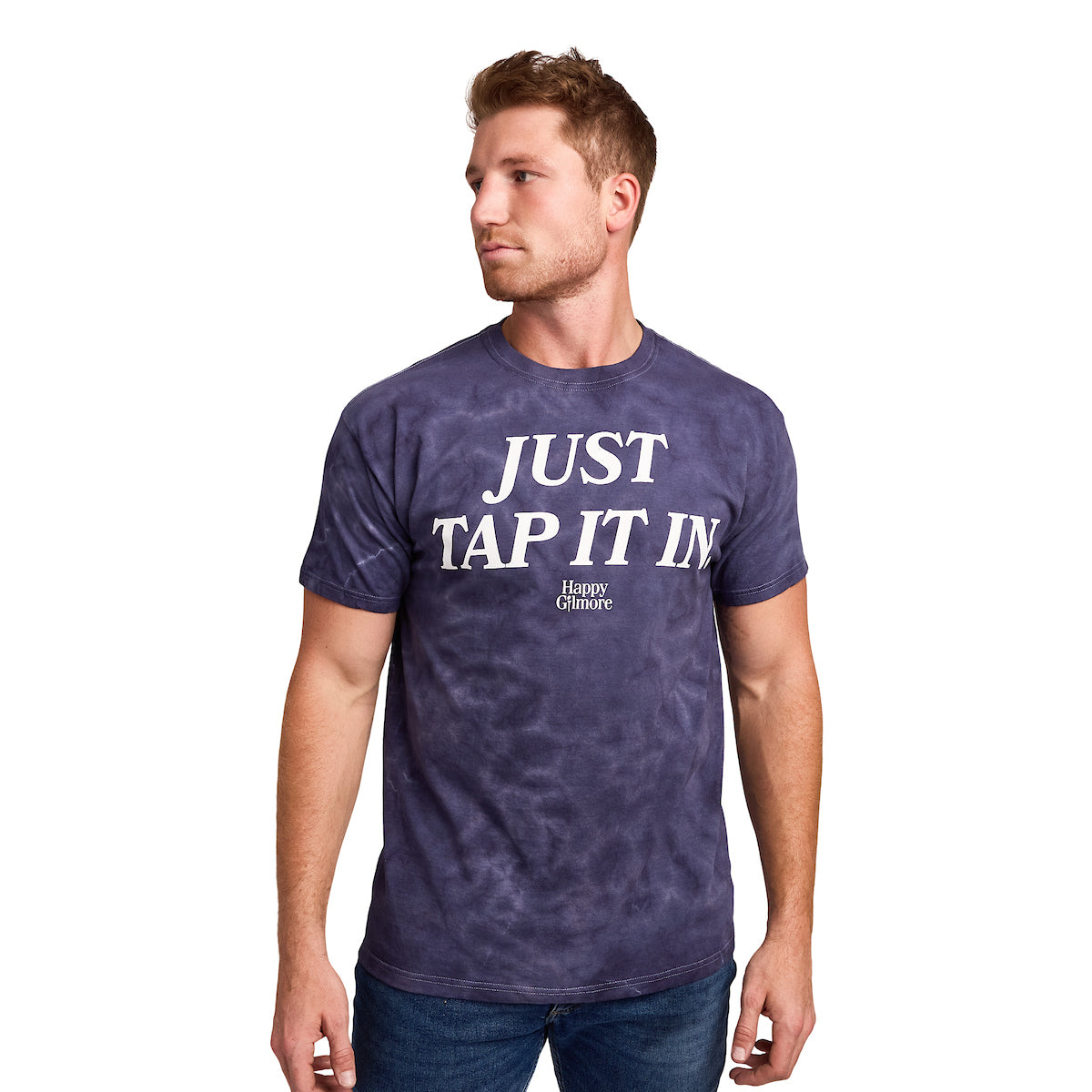 Happy Gilmore Just Tap It In Men's Dark Blue Mineral Wash Oversized Crew Neck Short Sleeve T-shirt