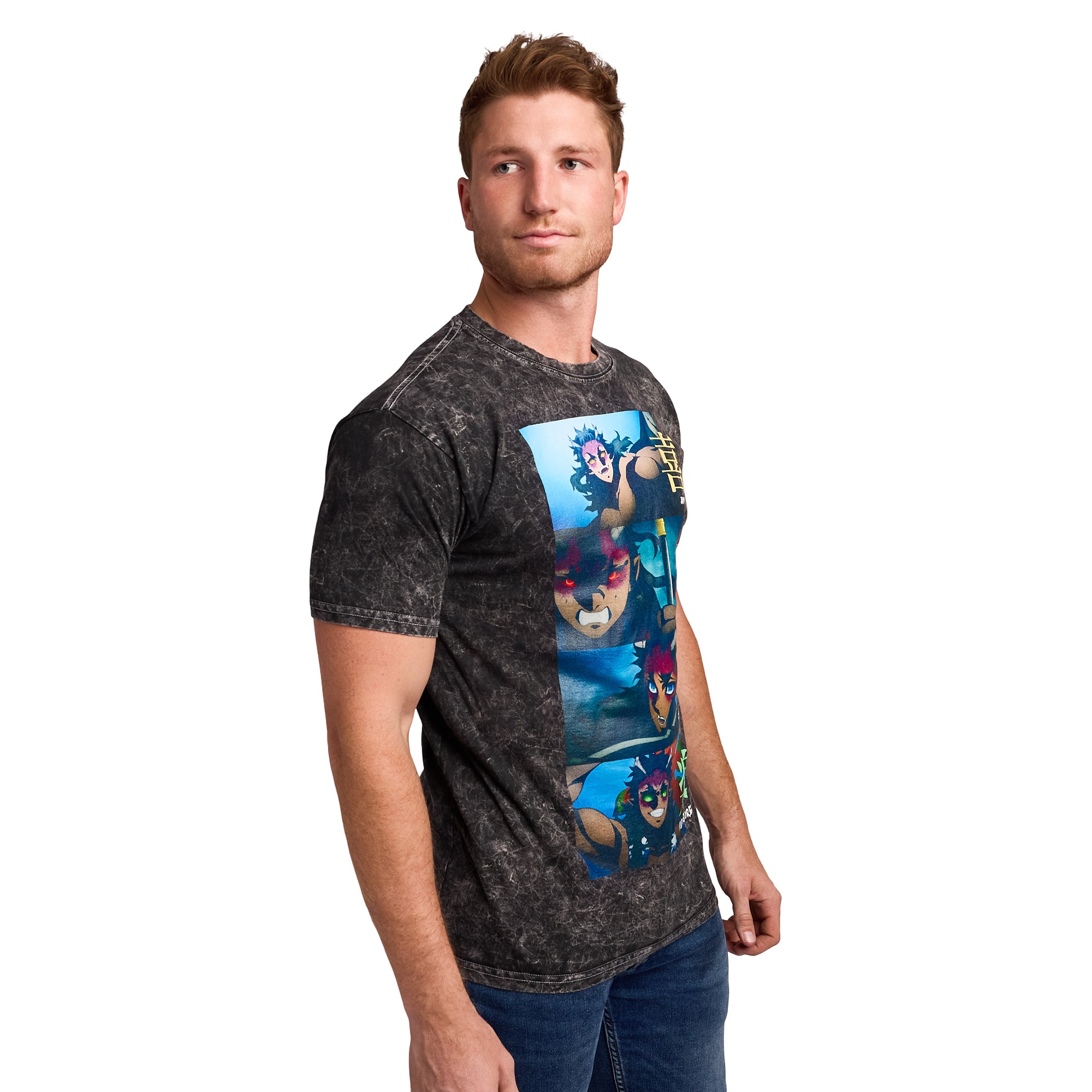 Demon Slayer Joy Sorrow Anger Pleasure Men's Black Crew Neck Short Sleeve T-shirt