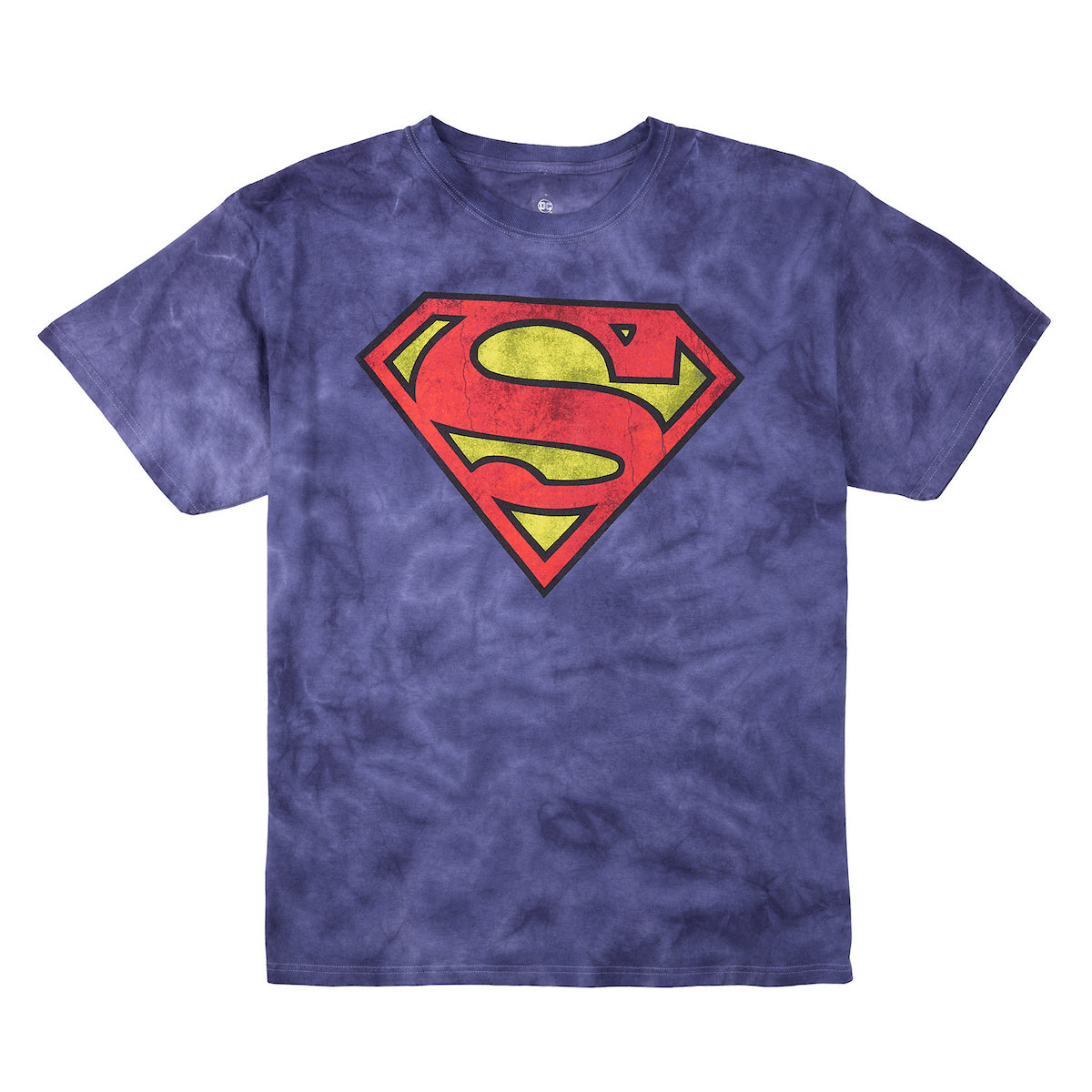 Superman Logo Men's Navy Crystal Wash Crew Neck Short Sleeve T-shirt
