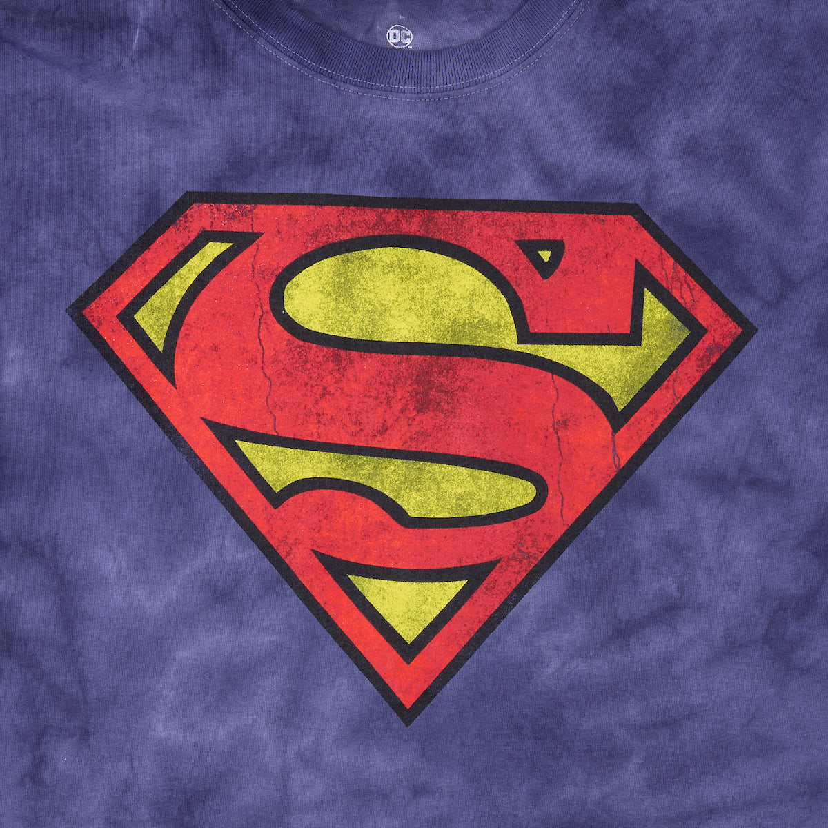 Superman Logo Men's Navy Crystal Wash Crew Neck Short Sleeve T-shirt