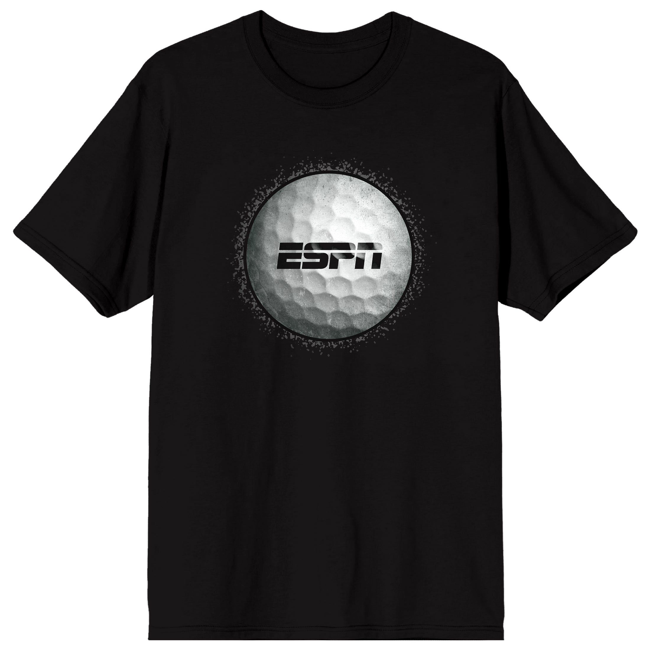 ESPN Golf Ball With Logo Adult Black Crew Neck Short Sleeve T-shirt