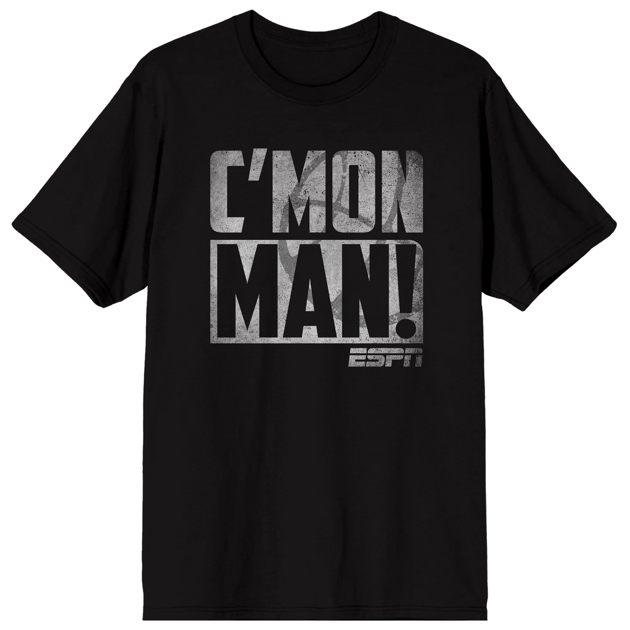 ESPN Come On Man!, Red Logo, Triangular Shapes on Black Adult T-Shirt