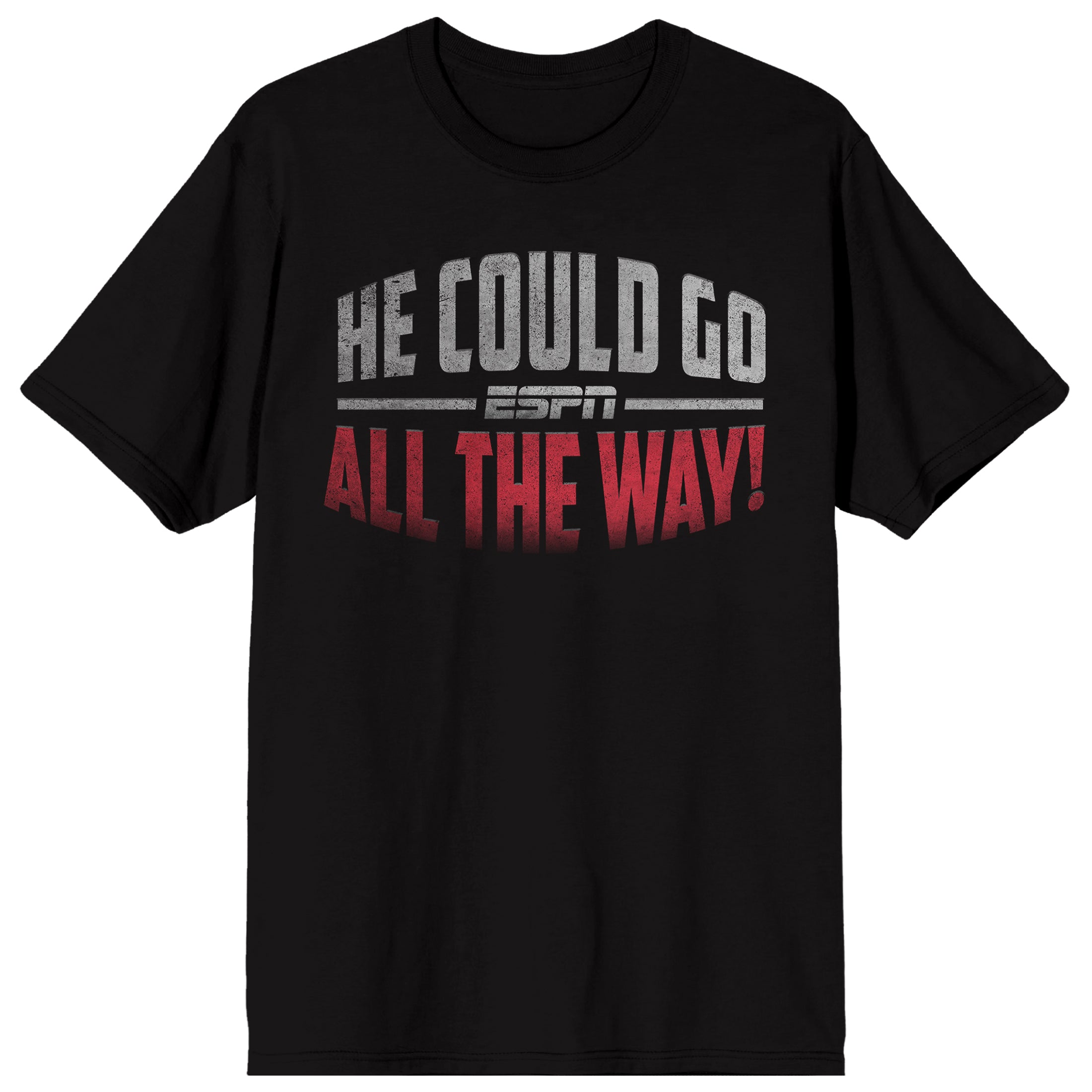 ESPN He Could Go All The Way!, Logo on Black Short Sleeve Adult T-Shirt