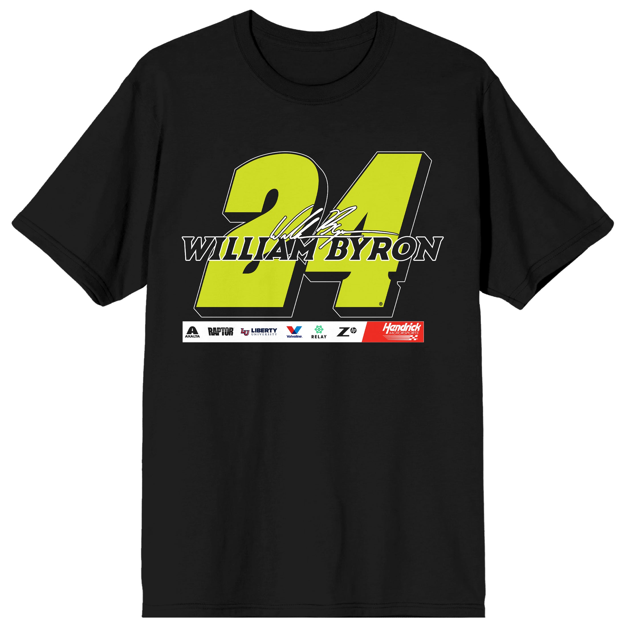 Hendrick Motorsports William Byron Number & Name Adult Black Crew Neck Short Sleeve T-shirt