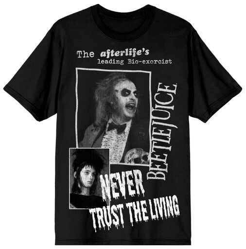 Beetlejuice Never Trust The Living Photo Art Men's Black Crew Neck Short Sleeve T-shirt