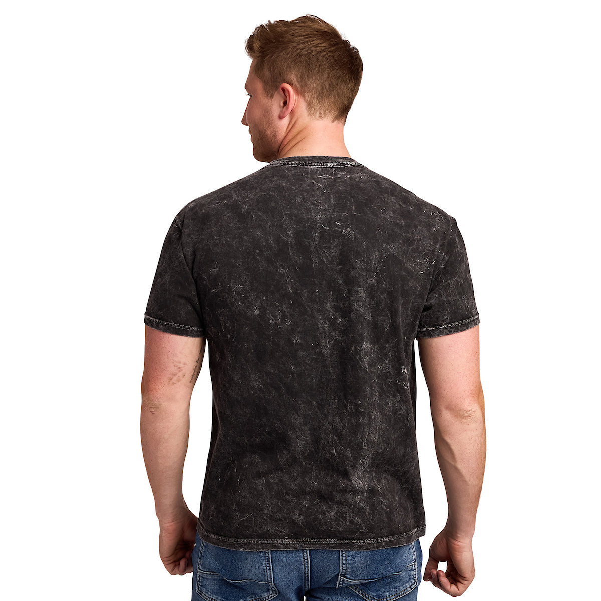 Batman Logo Men's Black Mineral Wash Crew Neck Short Sleeve T-shirt