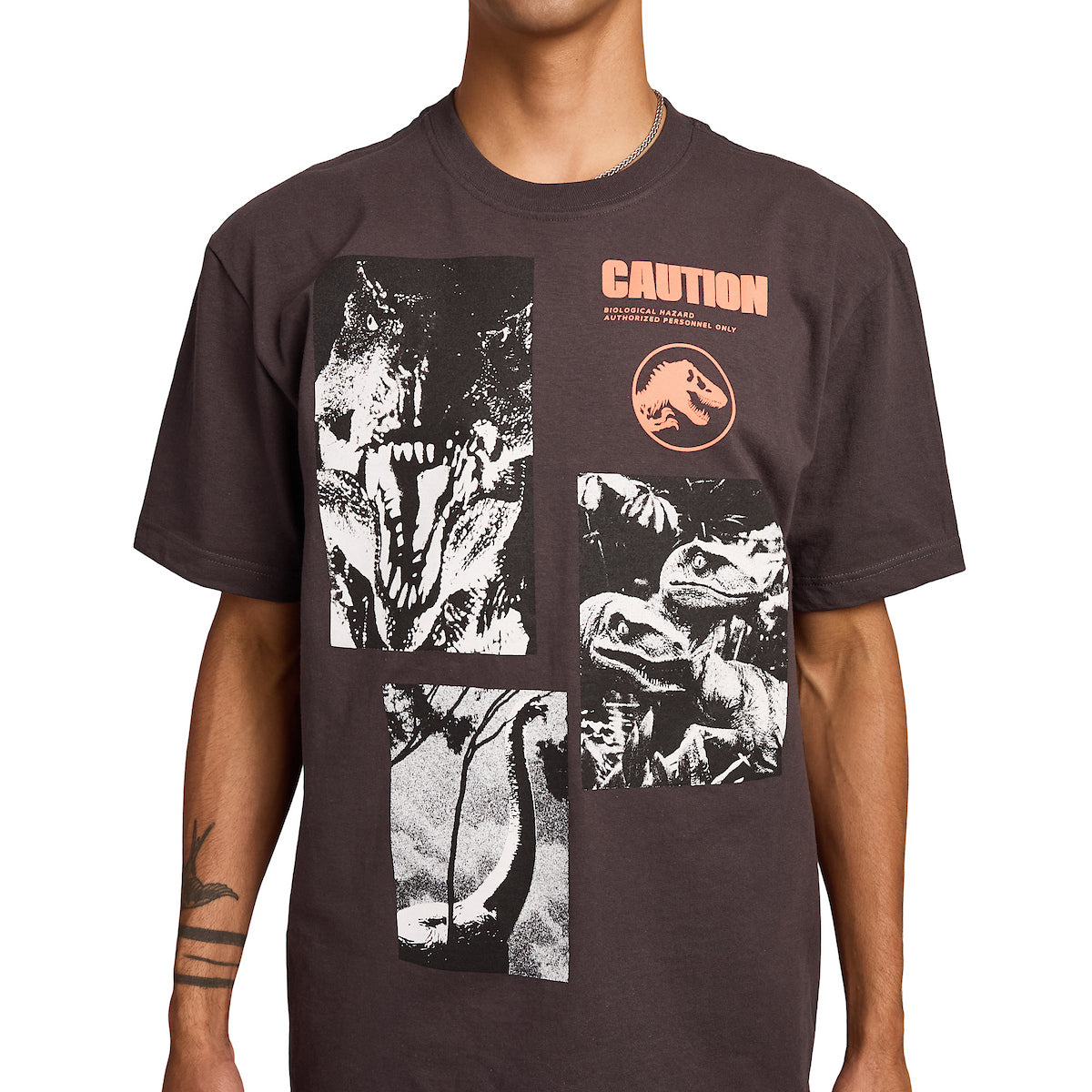 Jurassic Park 1993 Men's Gray Double-Sided Short Sleeve Tee