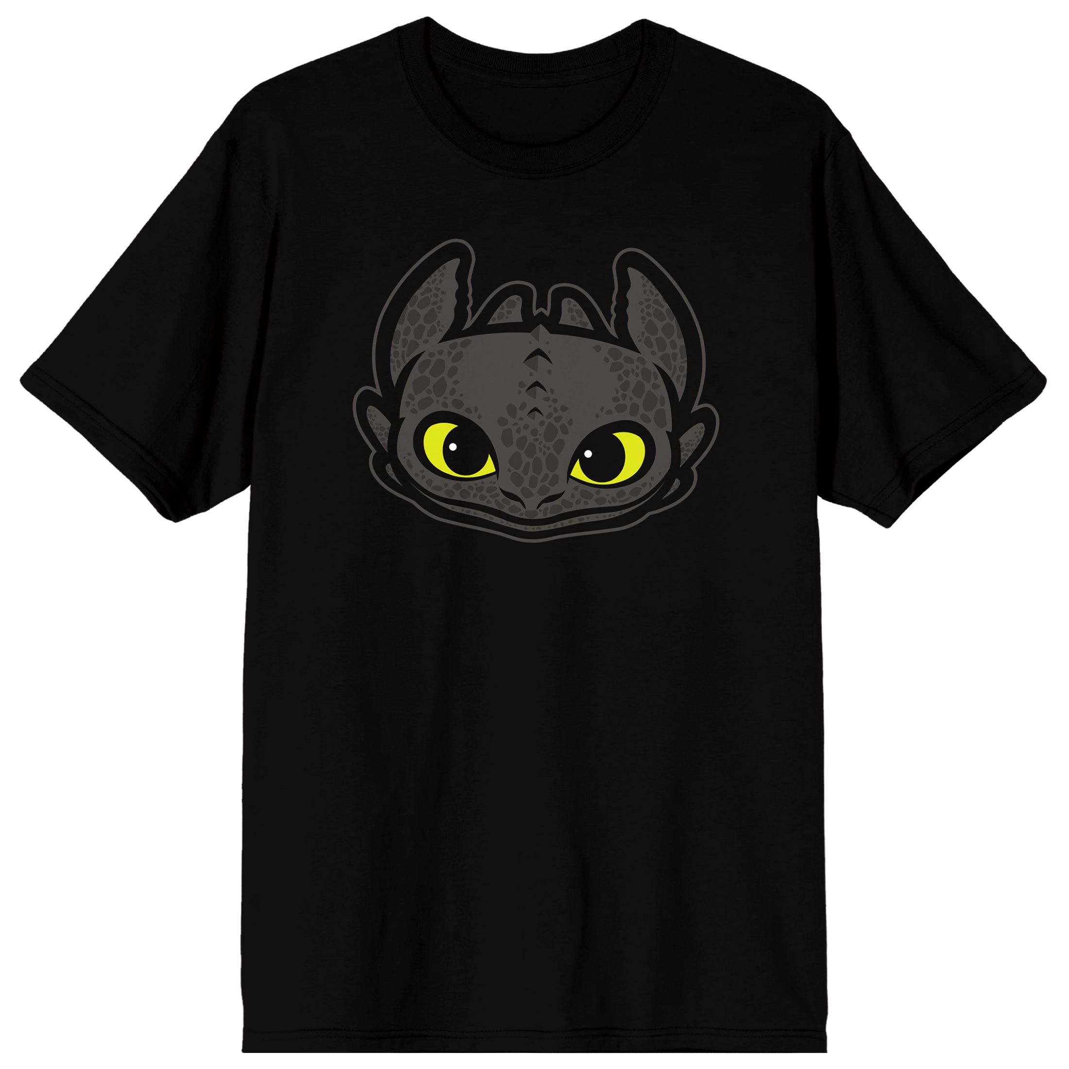 How to Train Your Dragon Toothless Head Vector Graphic Adult Black Crew Neck Short Sleeve T-shirt