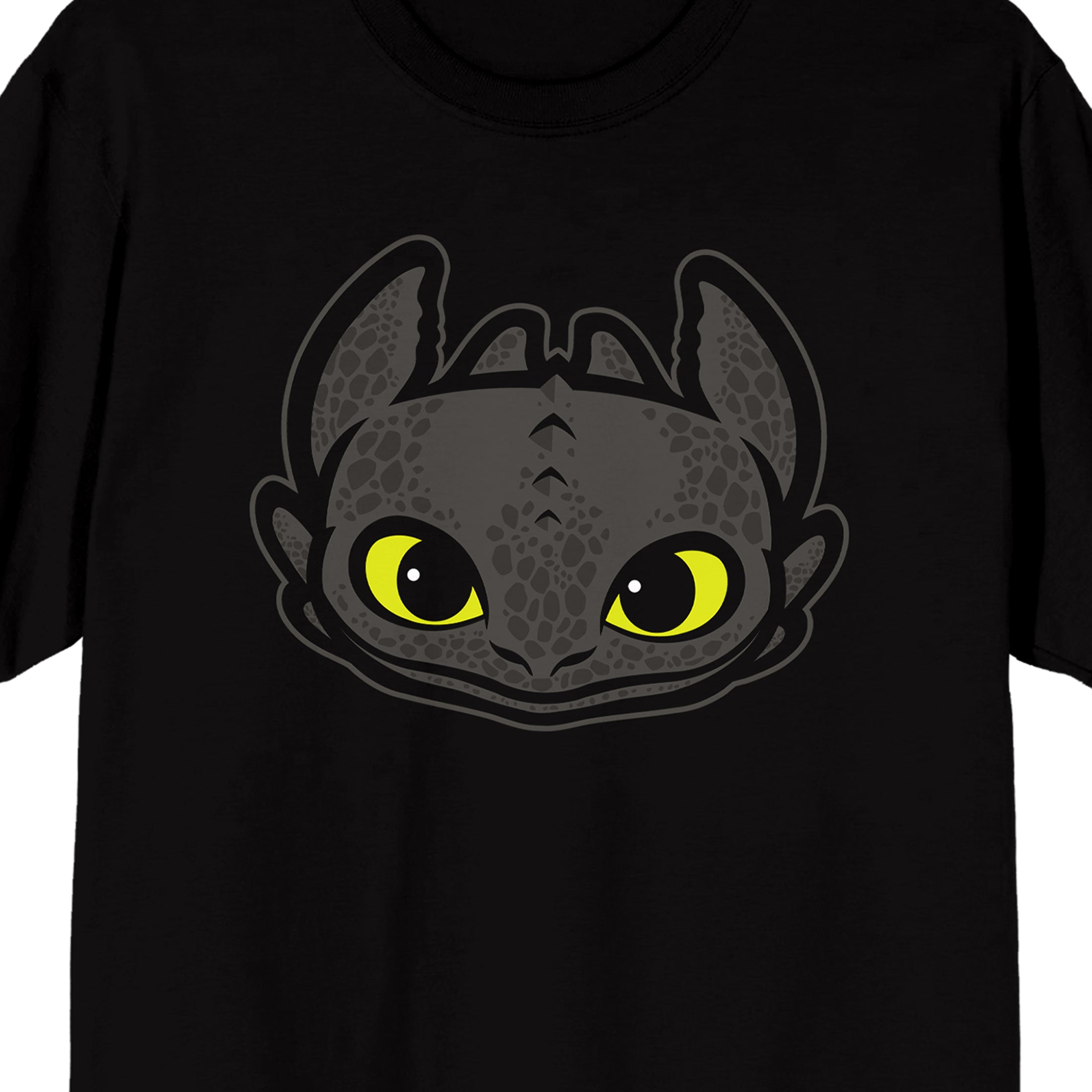 How to Train Your Dragon Toothless Head Vector Graphic Adult Black Crew Neck Short Sleeve T-shirt