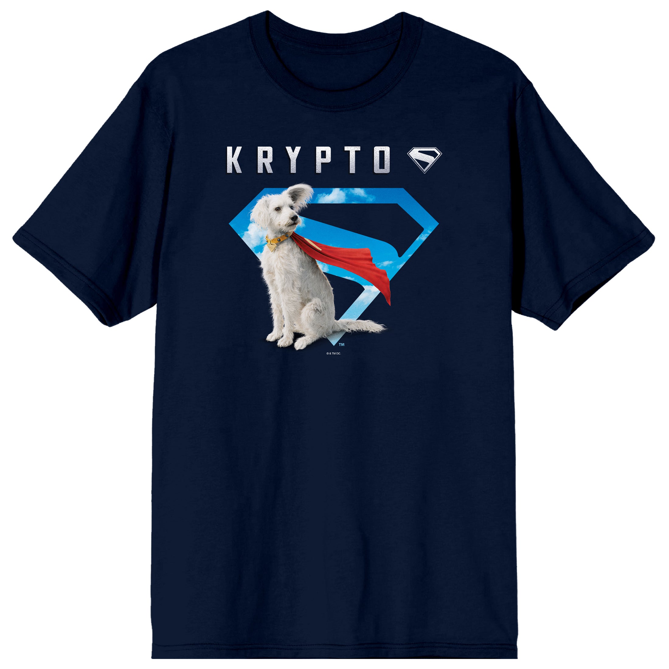 Superman 2025 Krypto Superman Logo Adult Navy Crew Neck Short Sleeve T-shirt