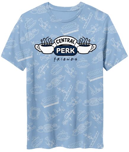 Friends All Over Print on Men's Light Blue Short Sleeve Tee