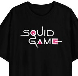 Squid Game Logo Front and Back on Men's Black Short Sleeve Tee