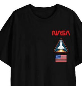 NASA Logo Graphics on Men's Black Short Sleeve Tee
