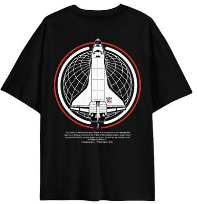 NASA Logo Graphics on Men's Black Short Sleeve Tee
