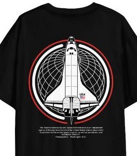 NASA Logo Graphics on Men's Black Short Sleeve Tee
