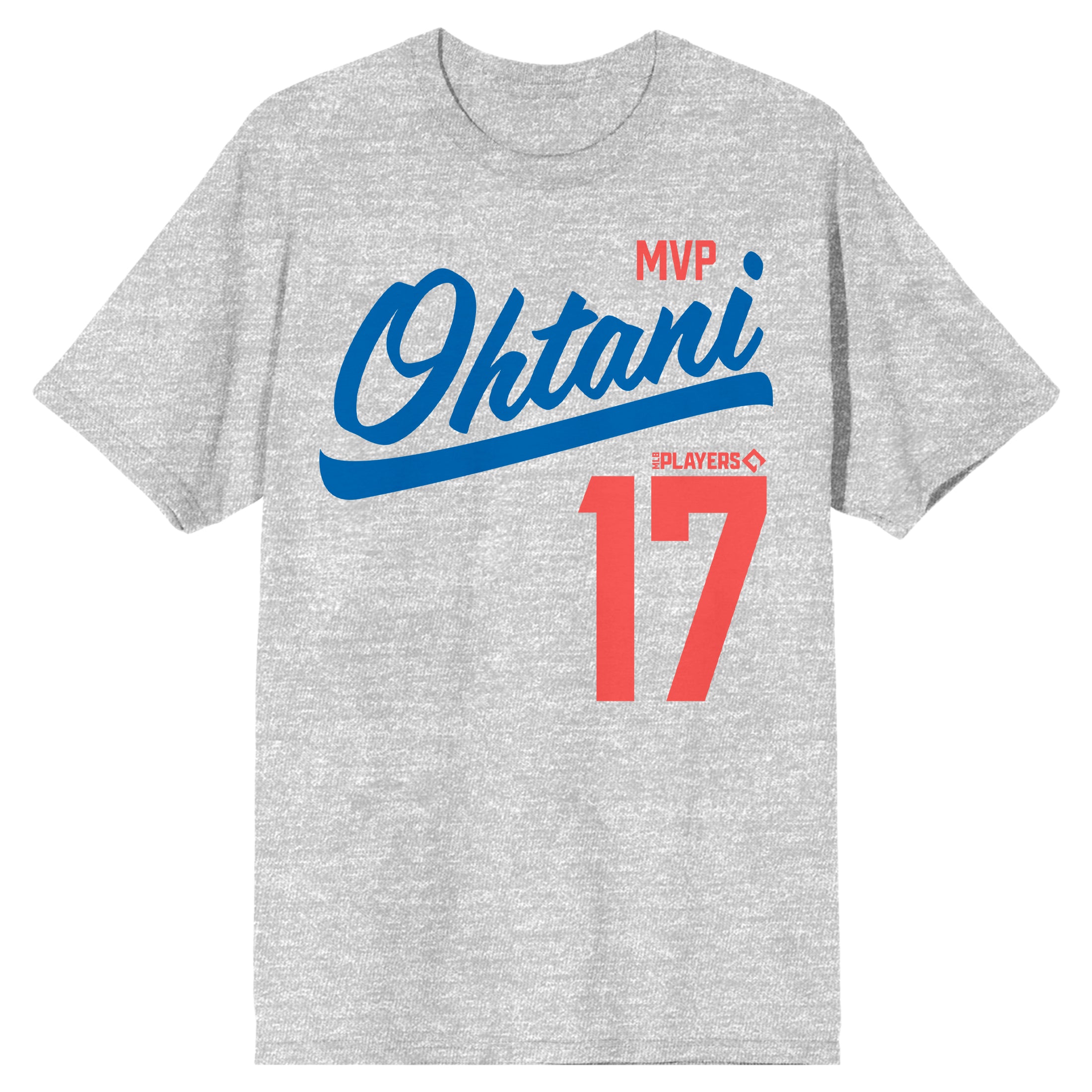 Shohei Ohtani MVP Ohtani Players Number 17 Men's Heather Gray Crew Neck Short Sleeve T-Shirt