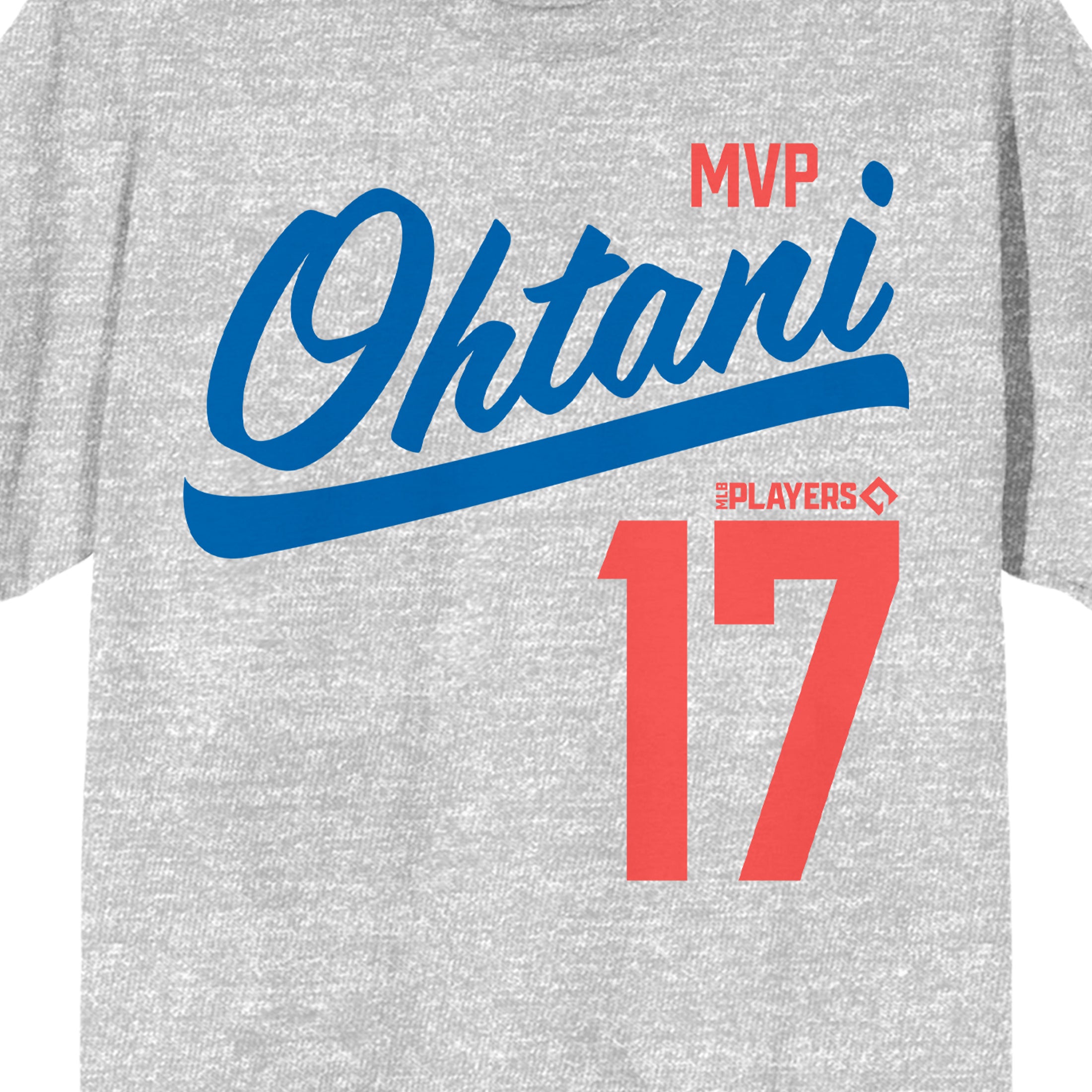 Shohei Ohtani MVP Ohtani Players Number 17 Men's Heather Gray Crew Neck Short Sleeve T-Shirt