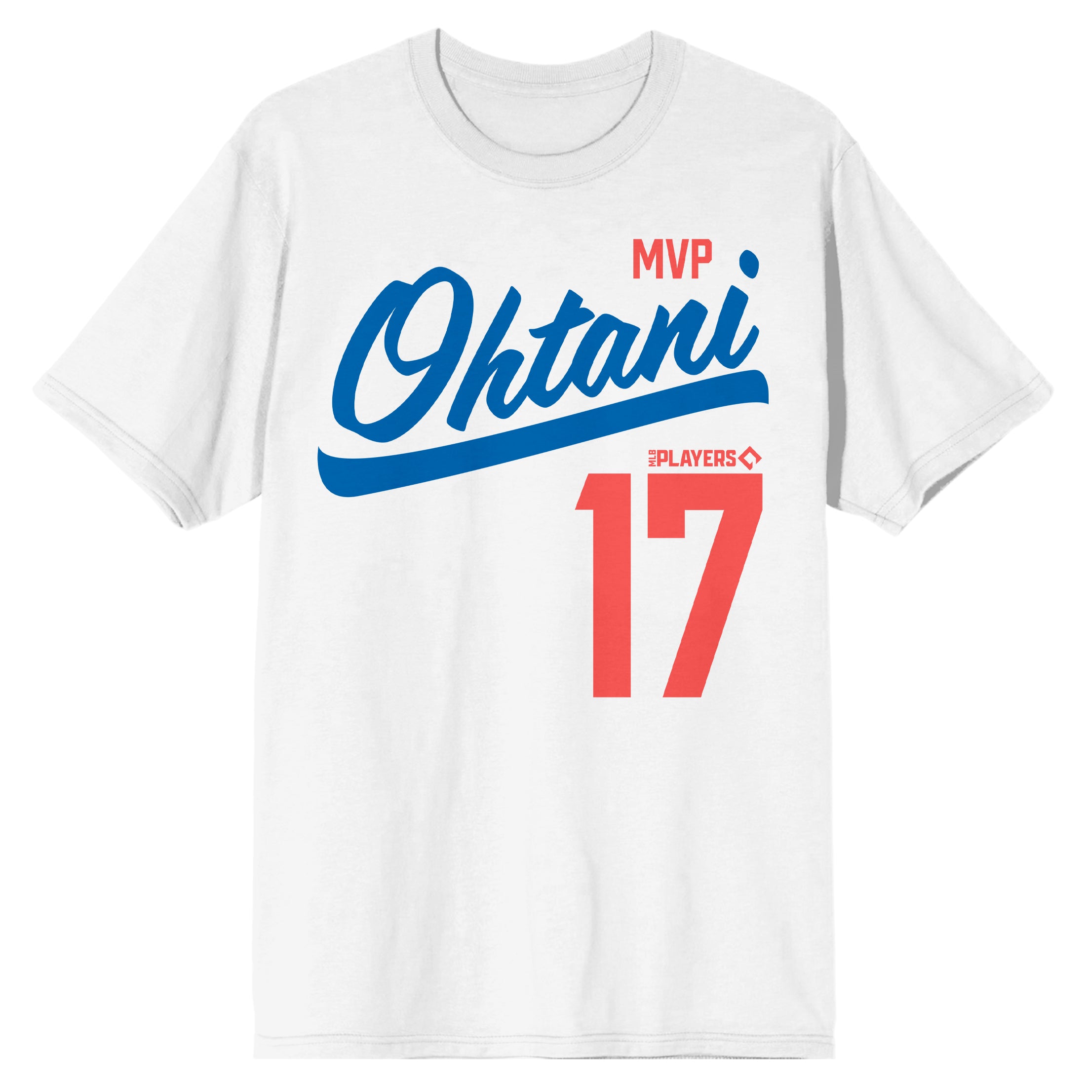 Shohei Ohtani MVP Ohtani Players #17 Men's White Crew Neck Short Sleeve T-Shirt