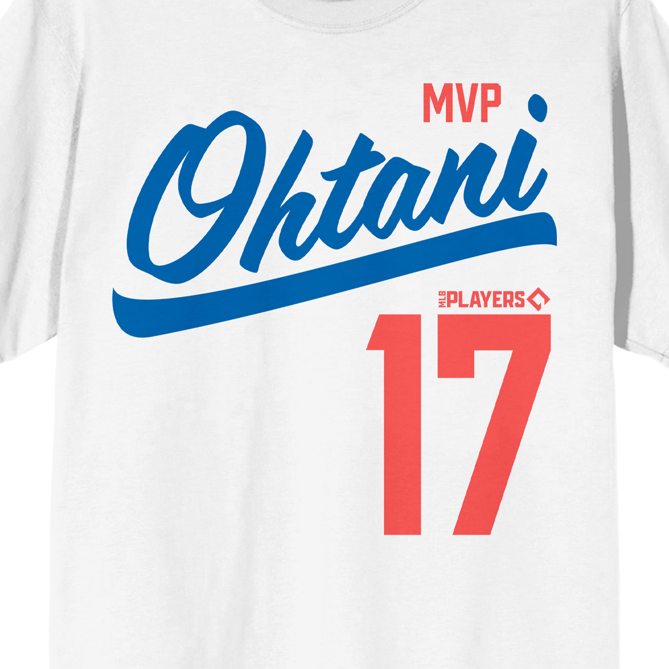 Shohei Ohtani MVP Ohtani Players #17 Men's White Crew Neck Short Sleeve T-Shirt