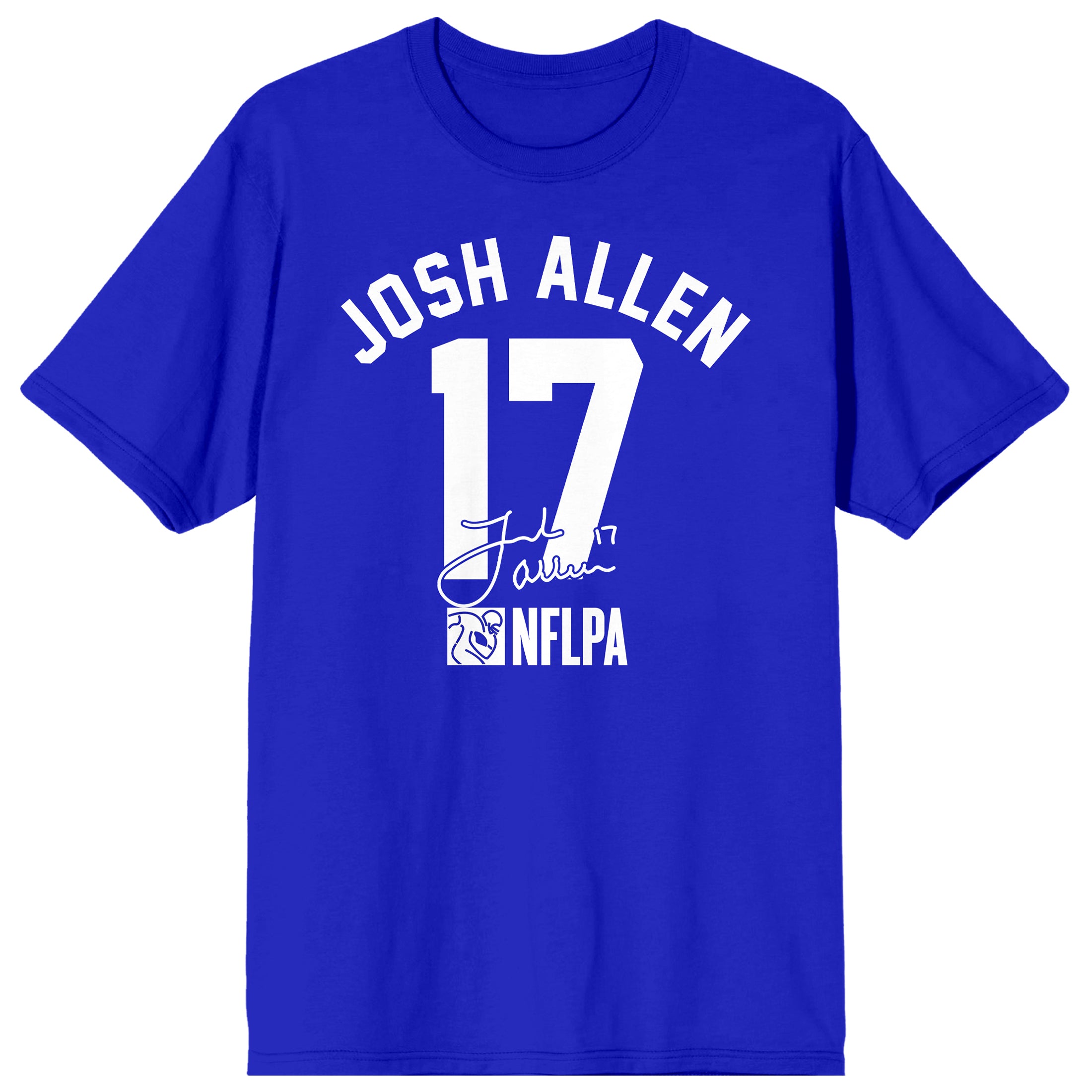 NFLPA Josh Allen 17 Signature Adult Royal Blue Crew Neck Short Sleeve T-shirt