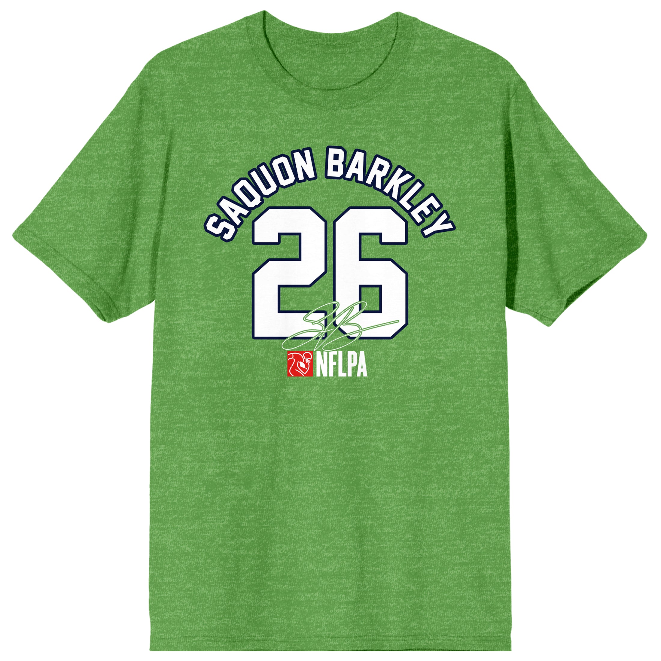NFLPA Saquon Barkley 26 Adult Kelly Green Heather Crew Neck Short Sleeve T-shirt