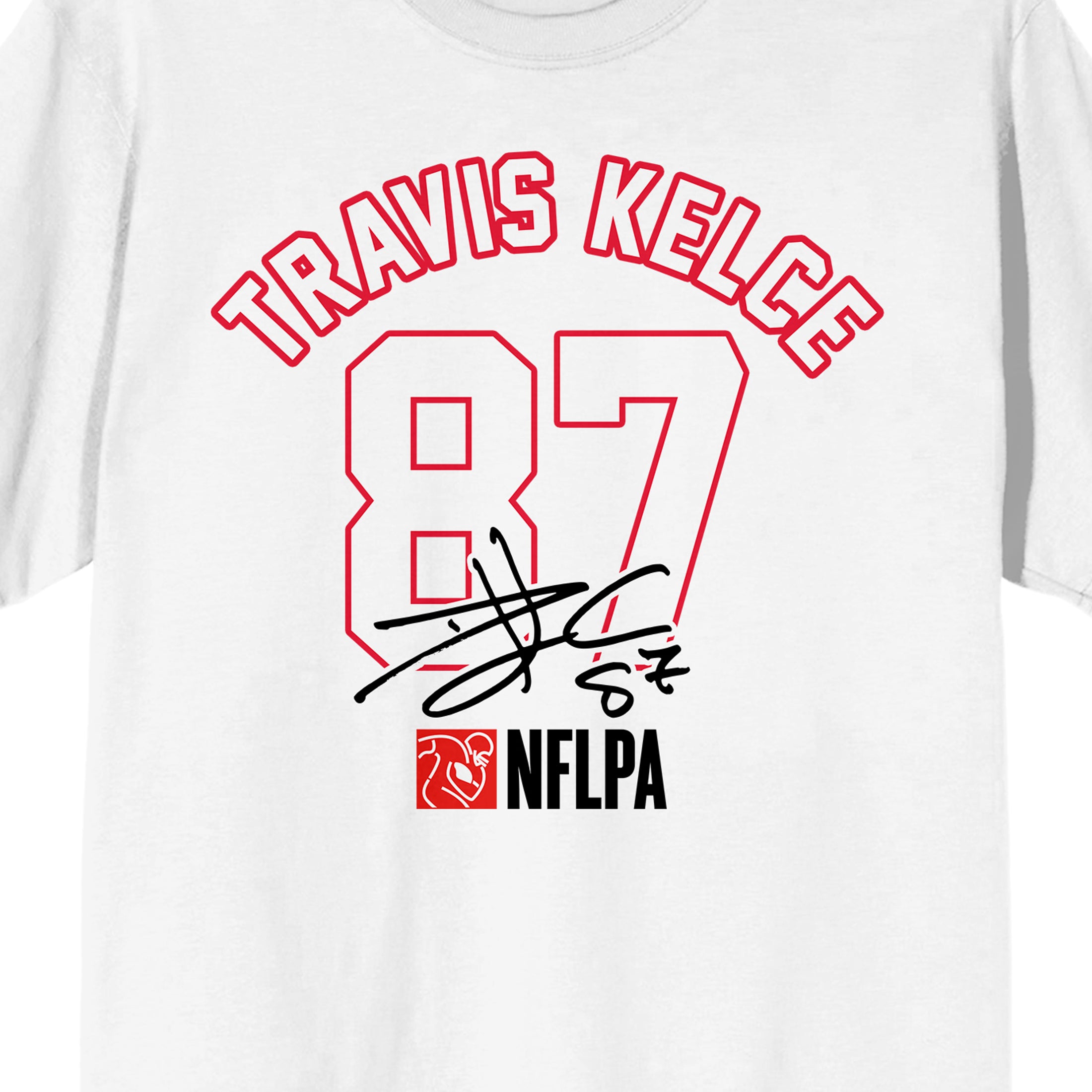 NFLPA Travis Kelce Number And Autograph Men’s White Short Sleeve Tee