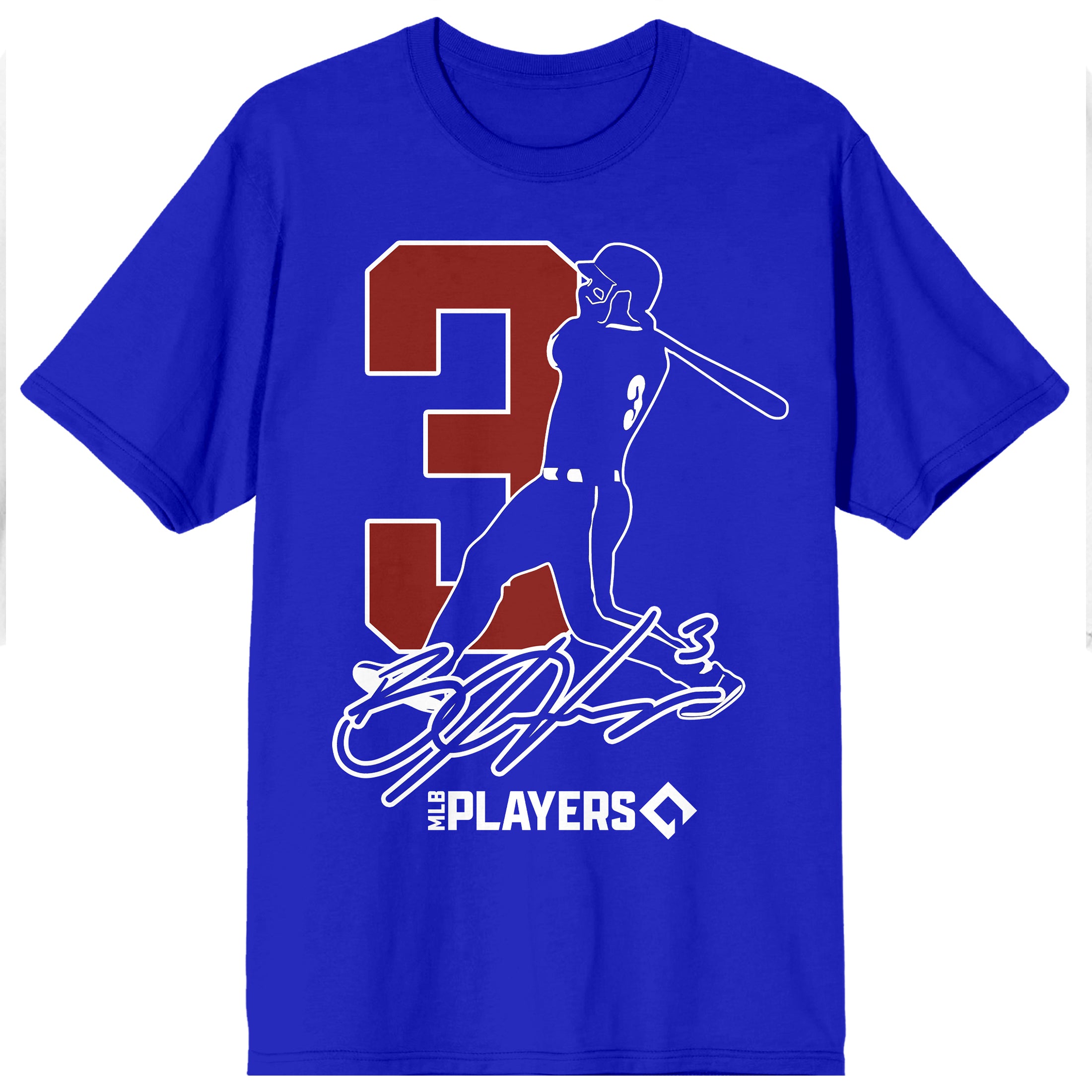 Bryce Harper Bryce Harper Silhouette & Number 3 Adult Royal Blue Crew Neck Short Sleeve T-Shirt