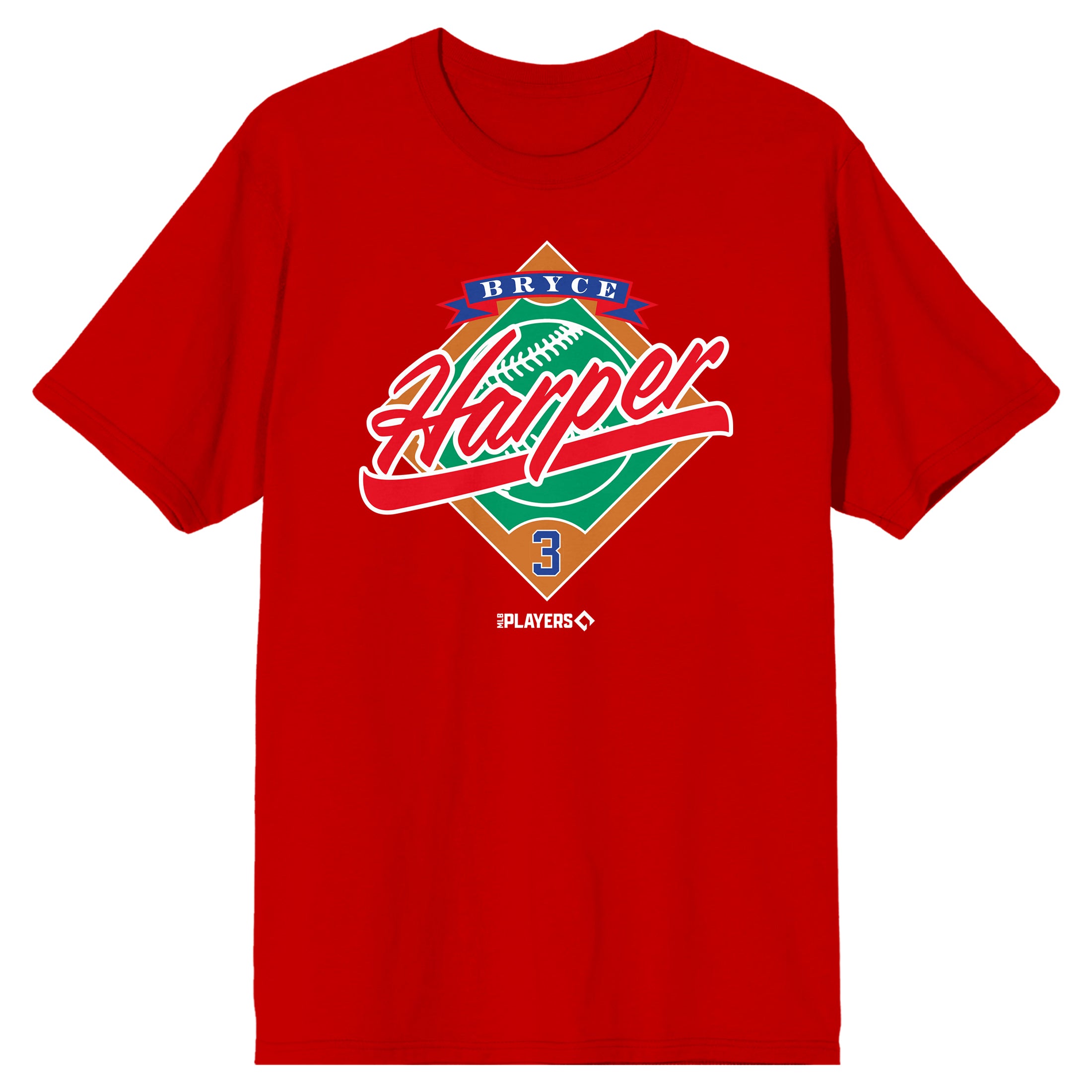MLBPA Bryce Harper Baseball Field Adult Red Crew Neck Short Sleeve T-shirt