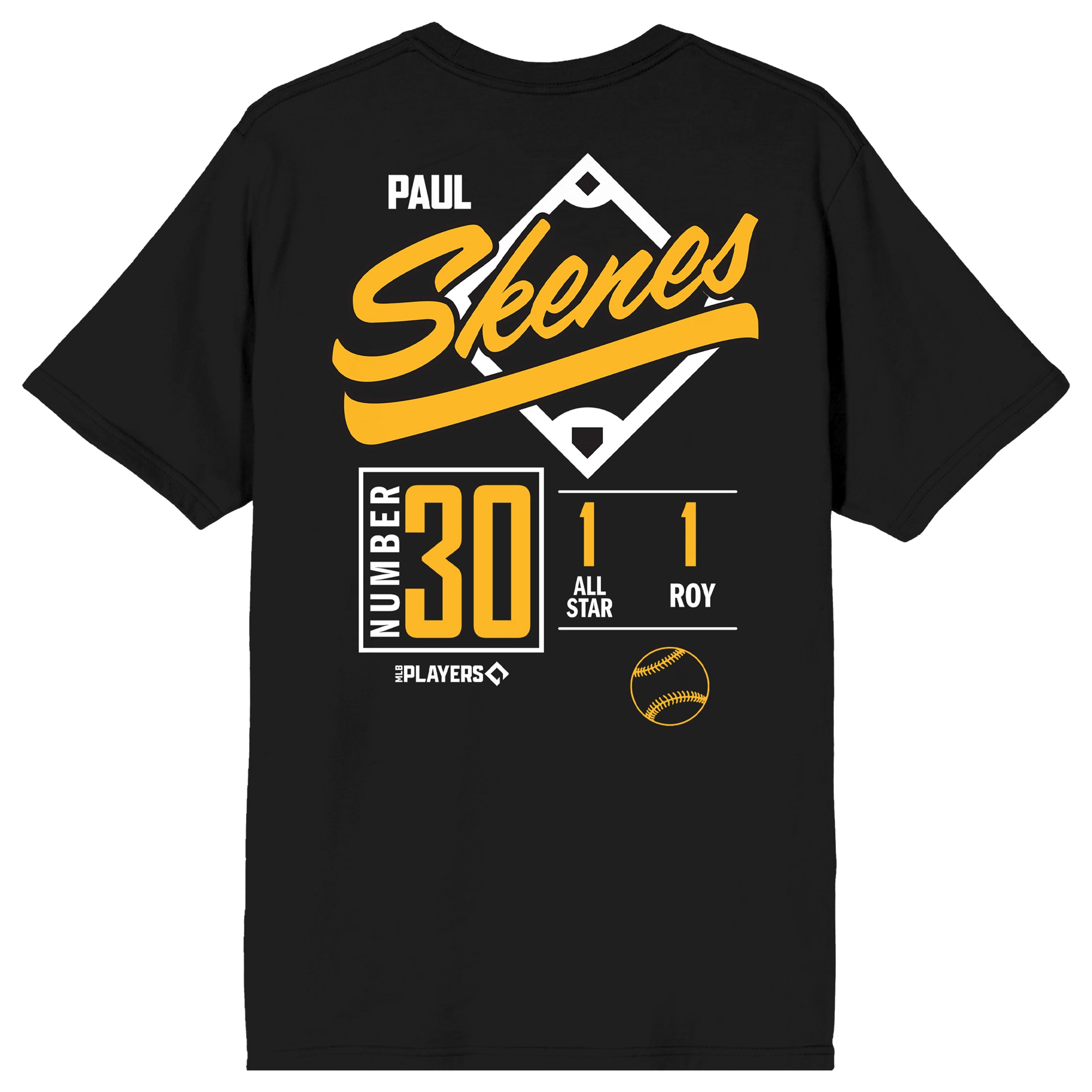 Paul Skenes Baseball, Sports, Game, Ball and Base, American Professional Baseball Pitcher for the Pittsburgh Pirates of Major League Baseball, number 30 on Black Adult T-Shirt