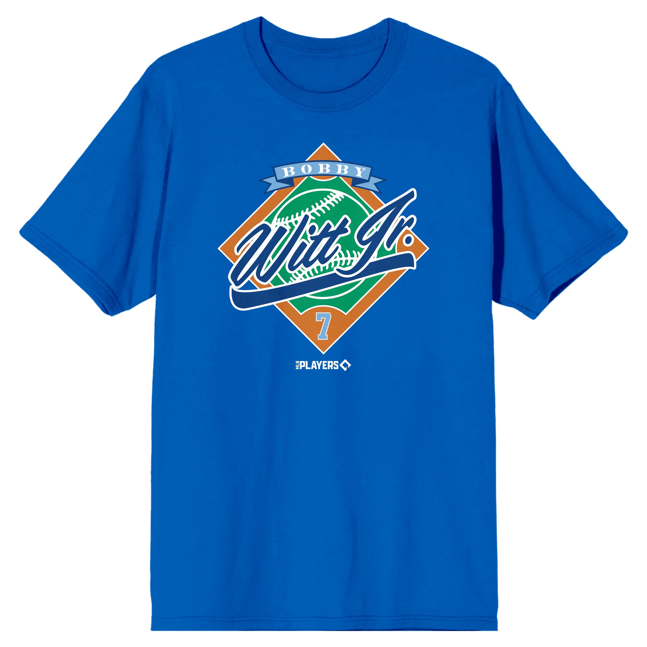 Bobby Witt Jr. Baseball, Sports, Game, Ball and Base, American Professional Baseball Shortstop for the Kansas City Royals of Major League Baseball, number 7 on Royal Adult T-Shirt