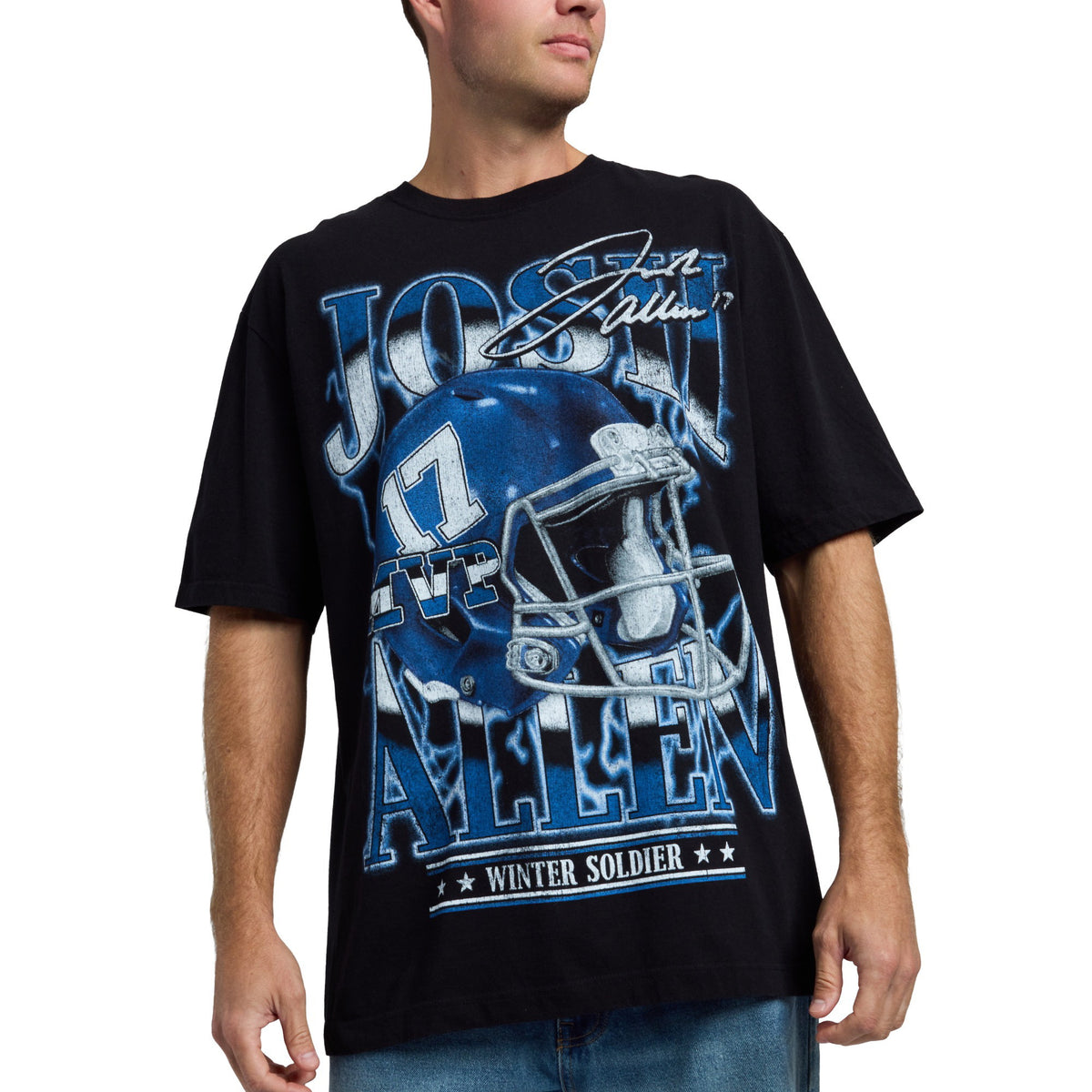 NFLPA Josh Allen Winter Soldier Helmet Art Tee for Men
