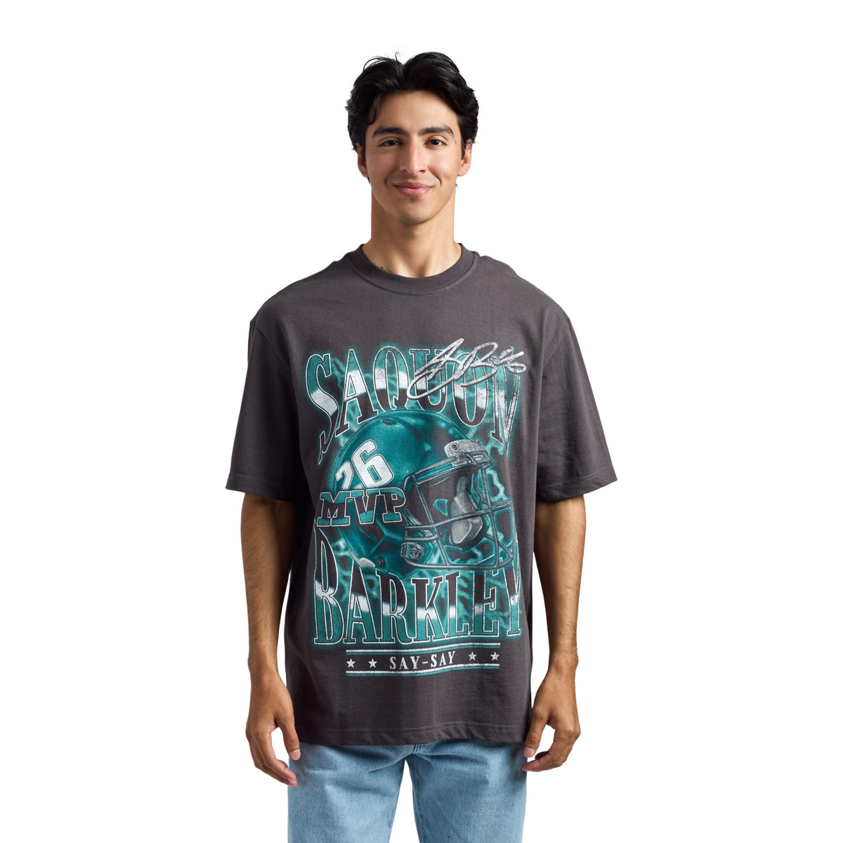 NFLPA Saquon Barkley Oversized Helmet Art Tee for Men
