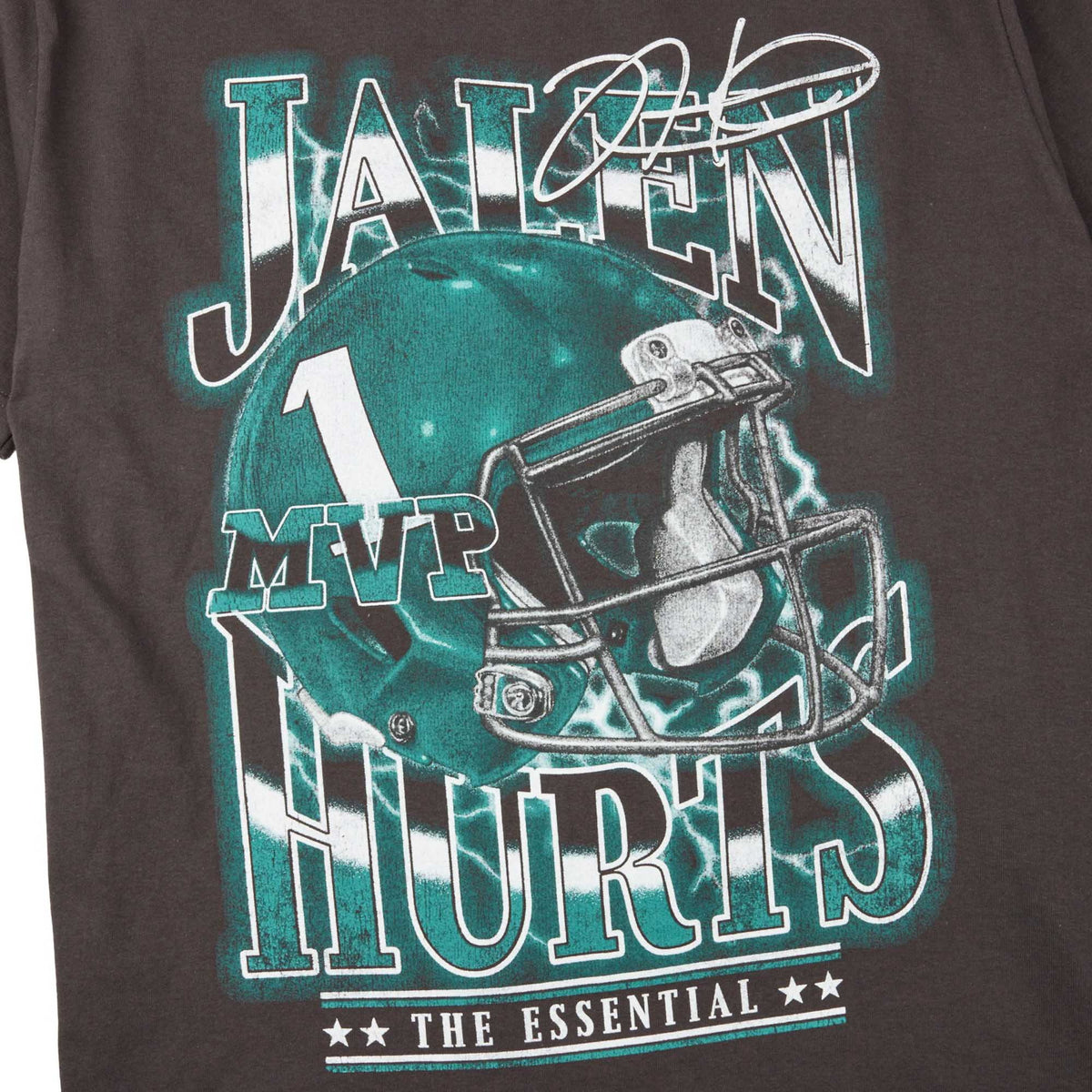 NFLPA Jalen Hurts Helmet Art Charcoal Short Sleeve Tee