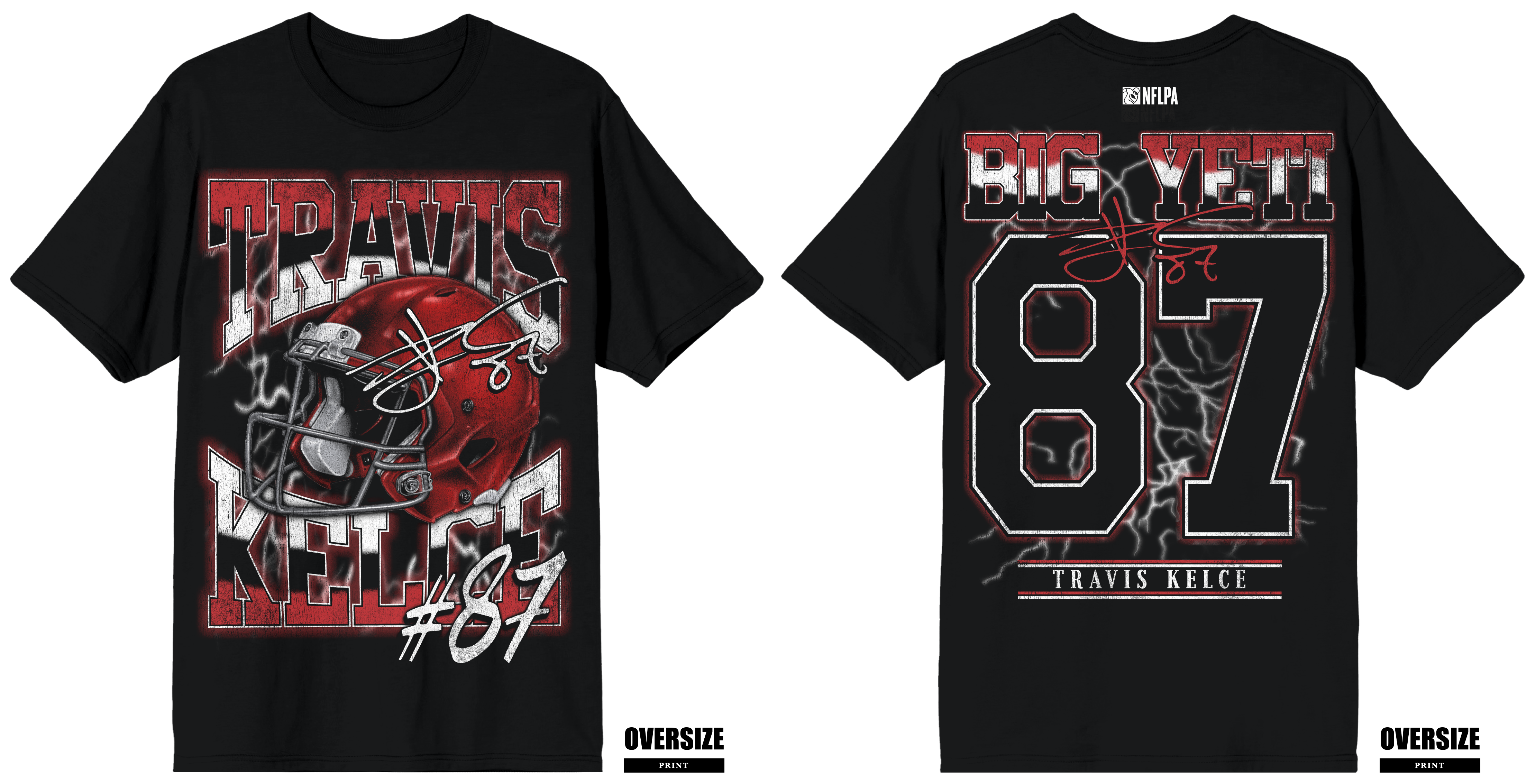 NFLPA Travis Kelce #28 Helmet Art Short Sleeve Tee for Men