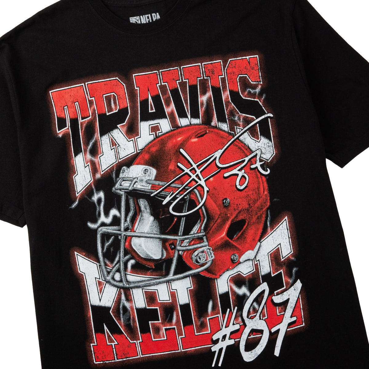 NFLPA Travis Kelce #87 Helmet Art Short Sleeve Tee for Men