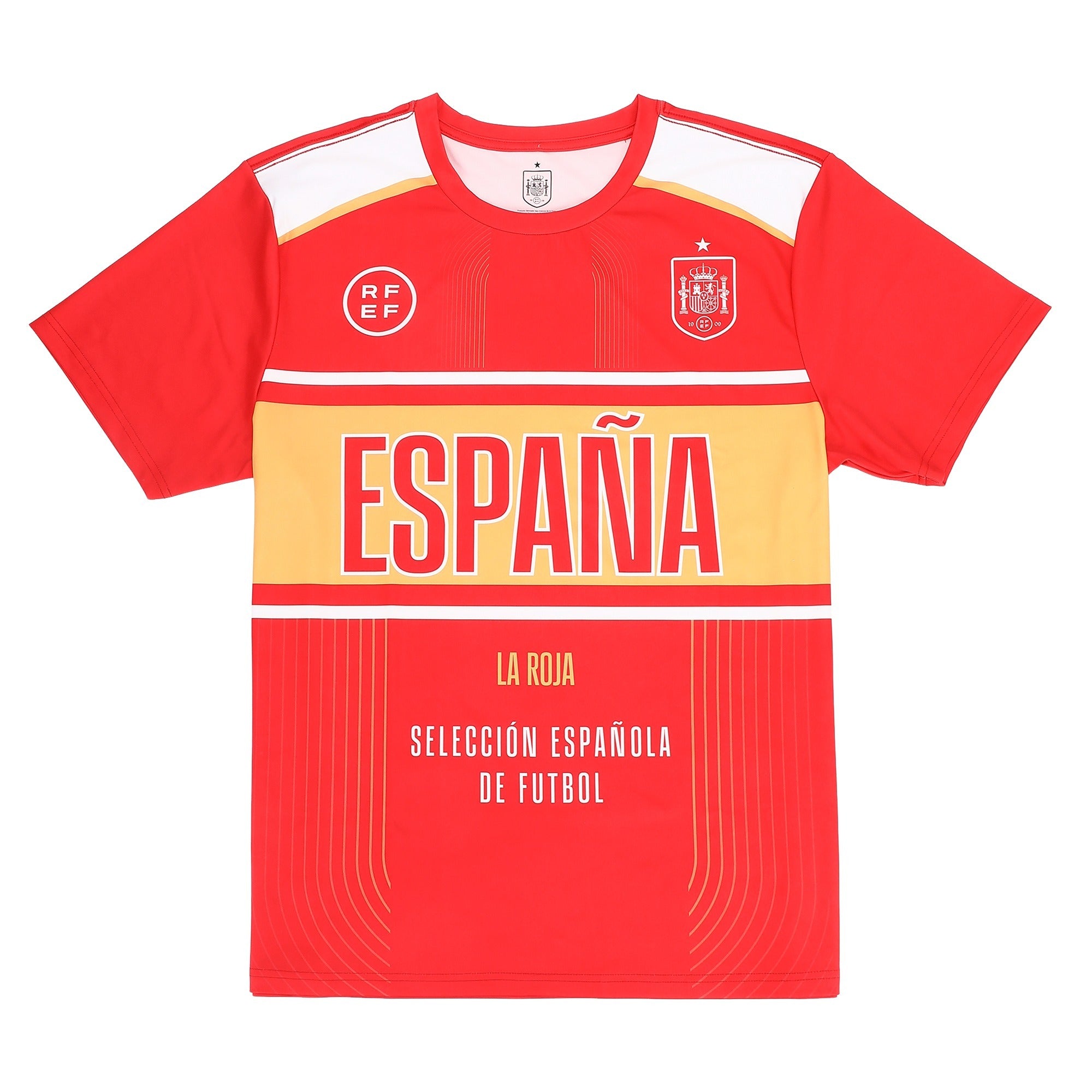 Spain Soccer Federation Espana Jersey Men’s Red & Blue Crew Neck Short Sleeve T-shirt