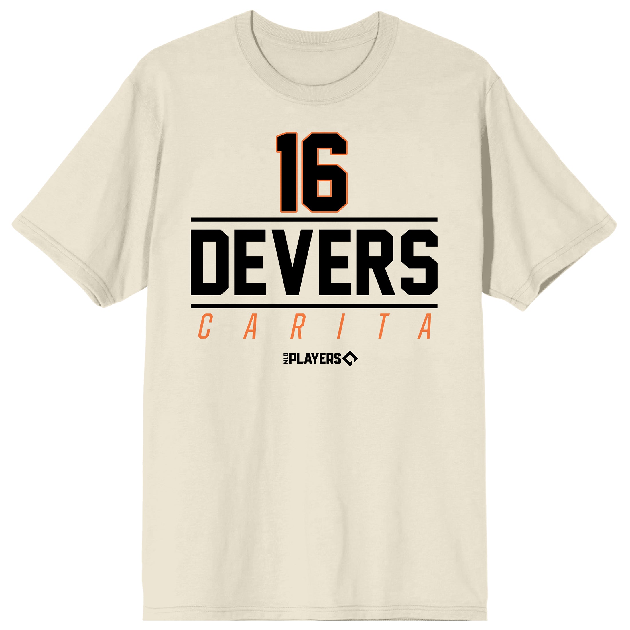 MLBPA 16 Devers Carita Adult Natural Crew Neck Short Sleeve T-shirt