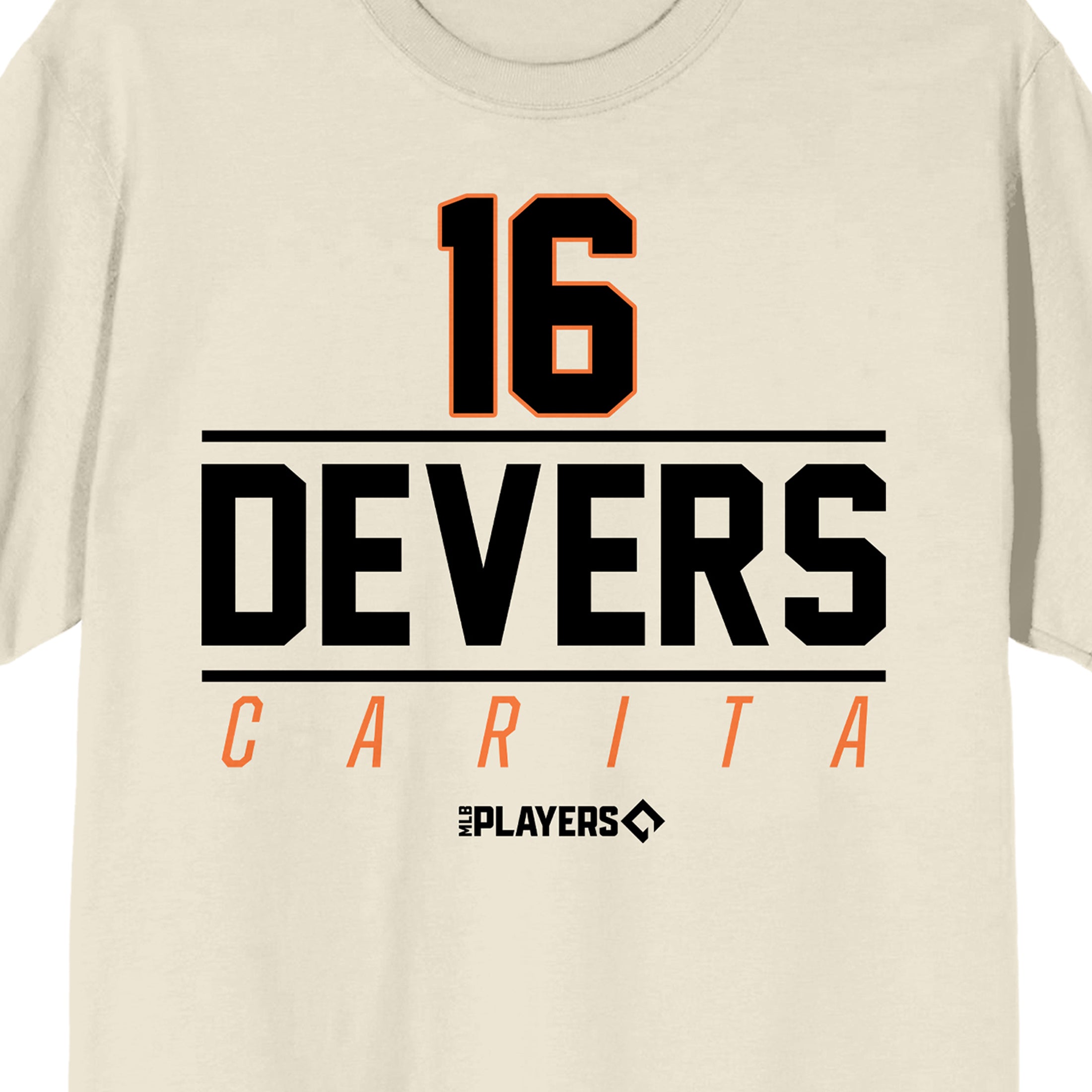 MLBPA 16 Devers Carita Adult Natural Crew Neck Short Sleeve T-shirt