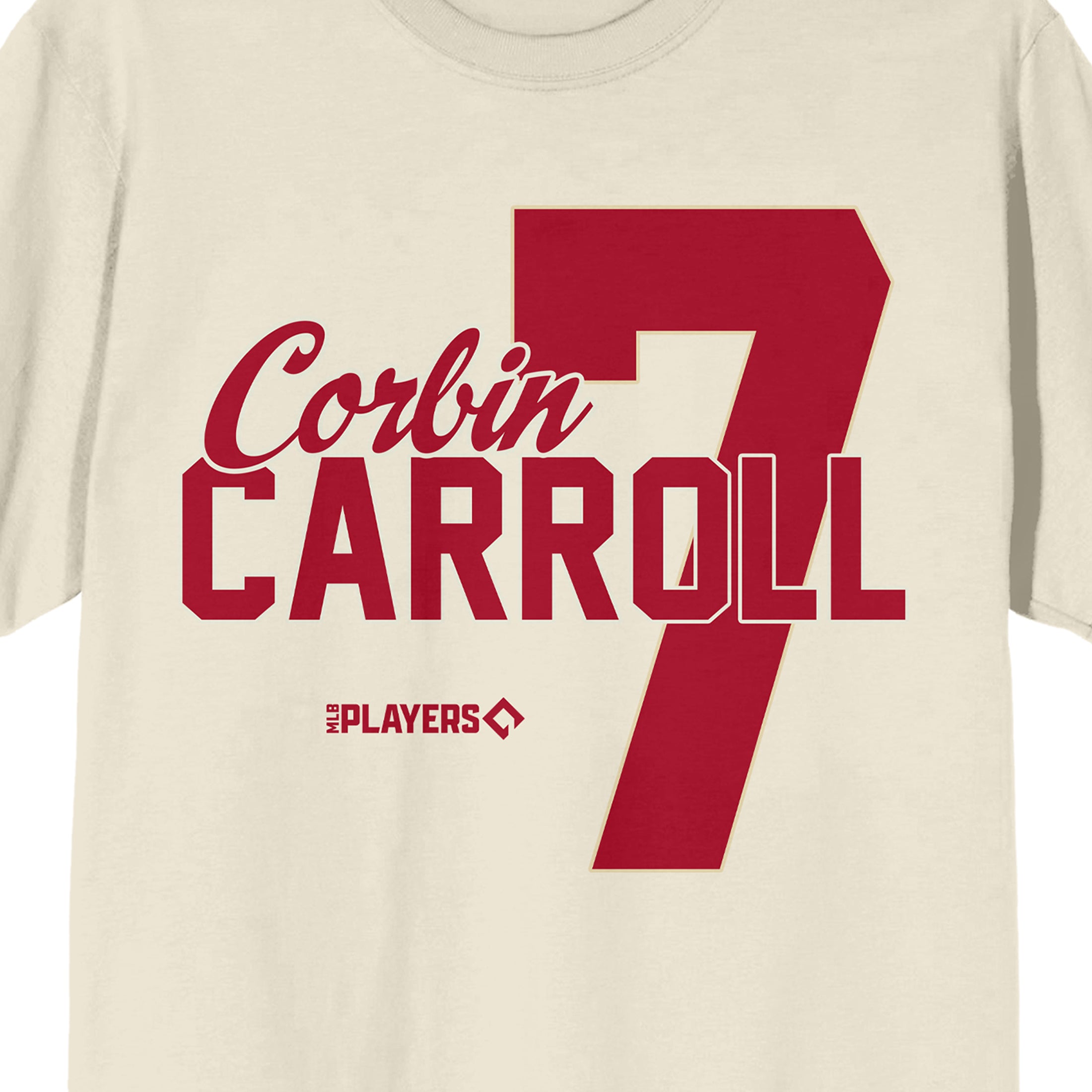 MLBPA Corbin Carroll 7 Adult Natural Crew Neck Short Sleeve T-shirt