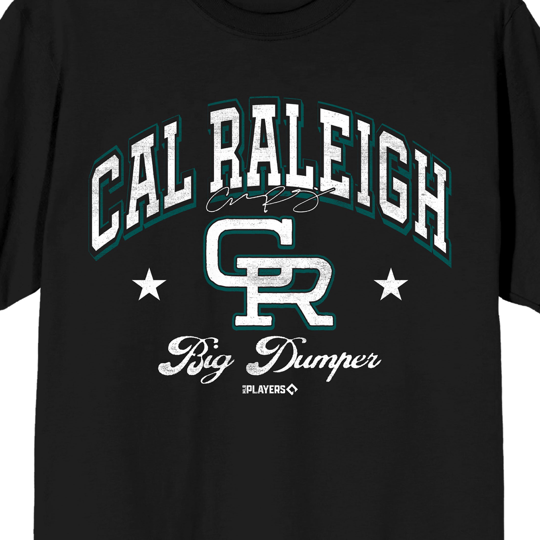 MLBPA Cal Raleigh CR Adult Black Crew Neck Short Sleeve T-shirt
