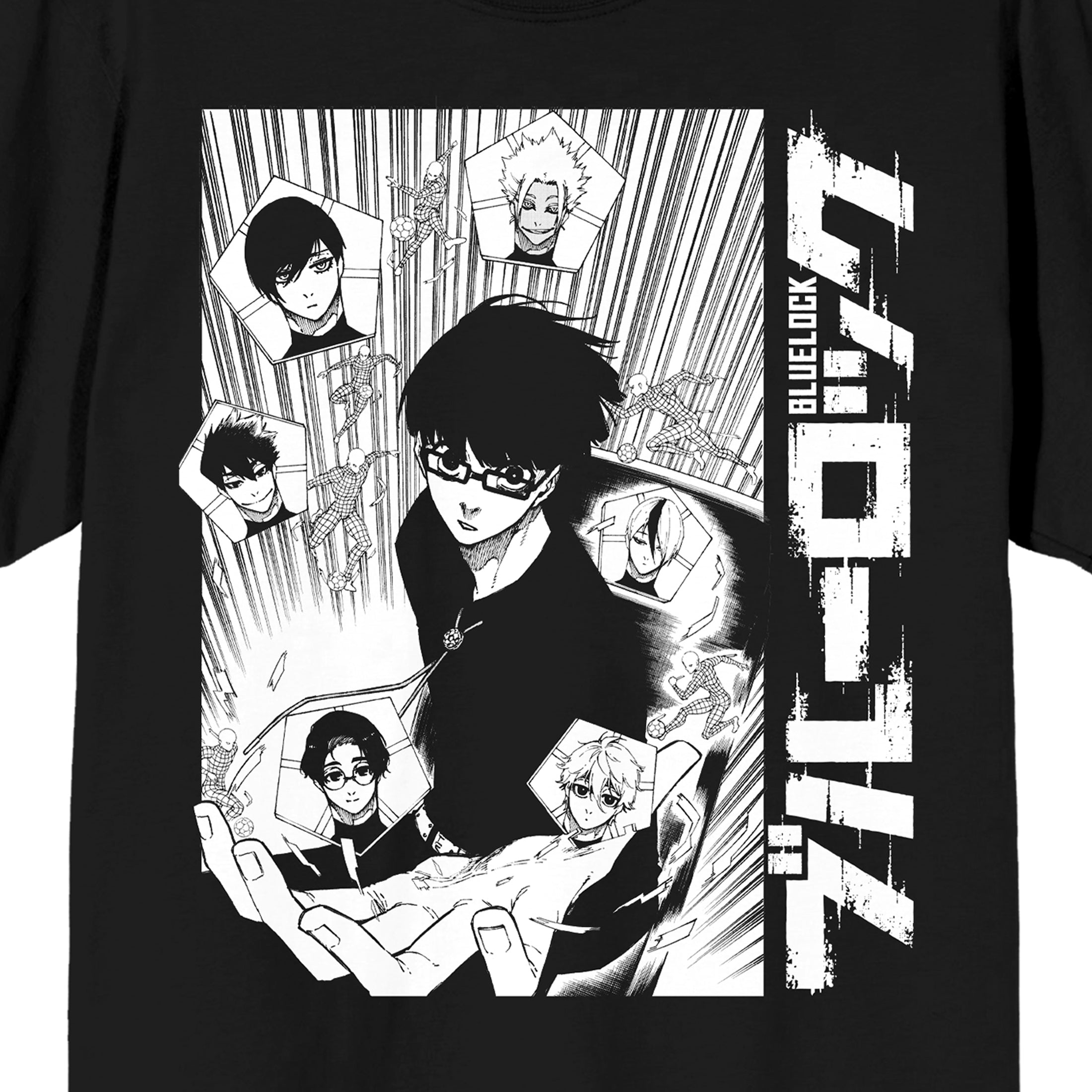 Blue Lock Manga Page Adult Black Crew Neck Short Sleeve T-shirt