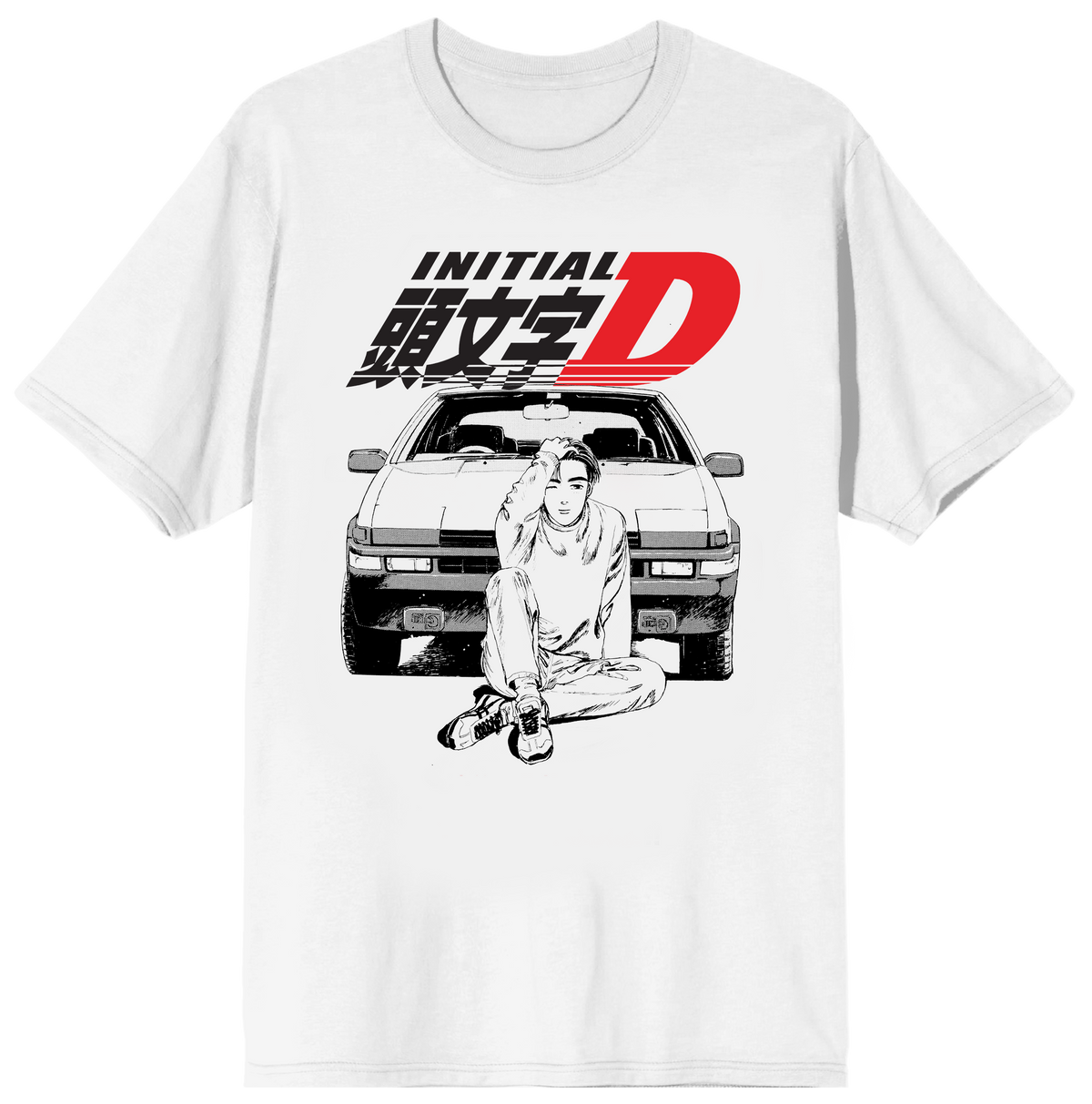 Initial D Car Logo Graphic Short Sleeve Tee for Men