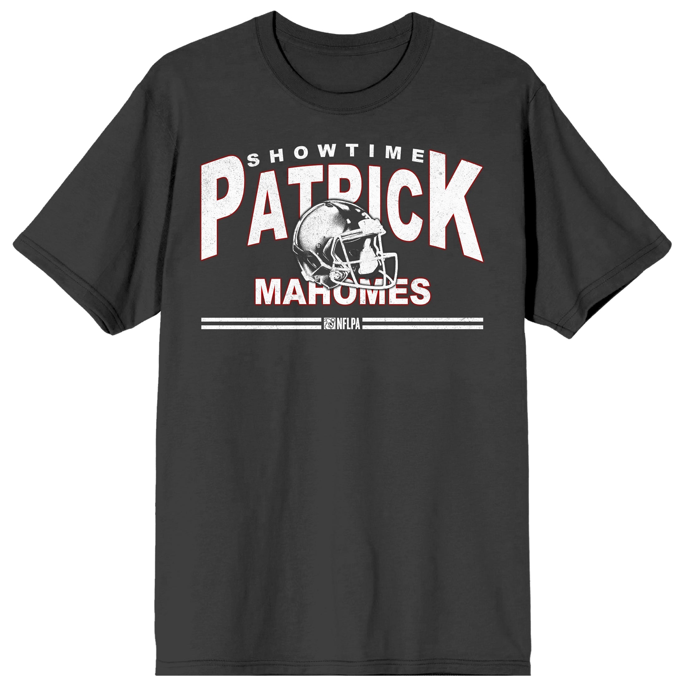 NFLPA Patrick Mahomes Football Helmet Adult Charcoal Crew Neck Short Sleeve T-shirt