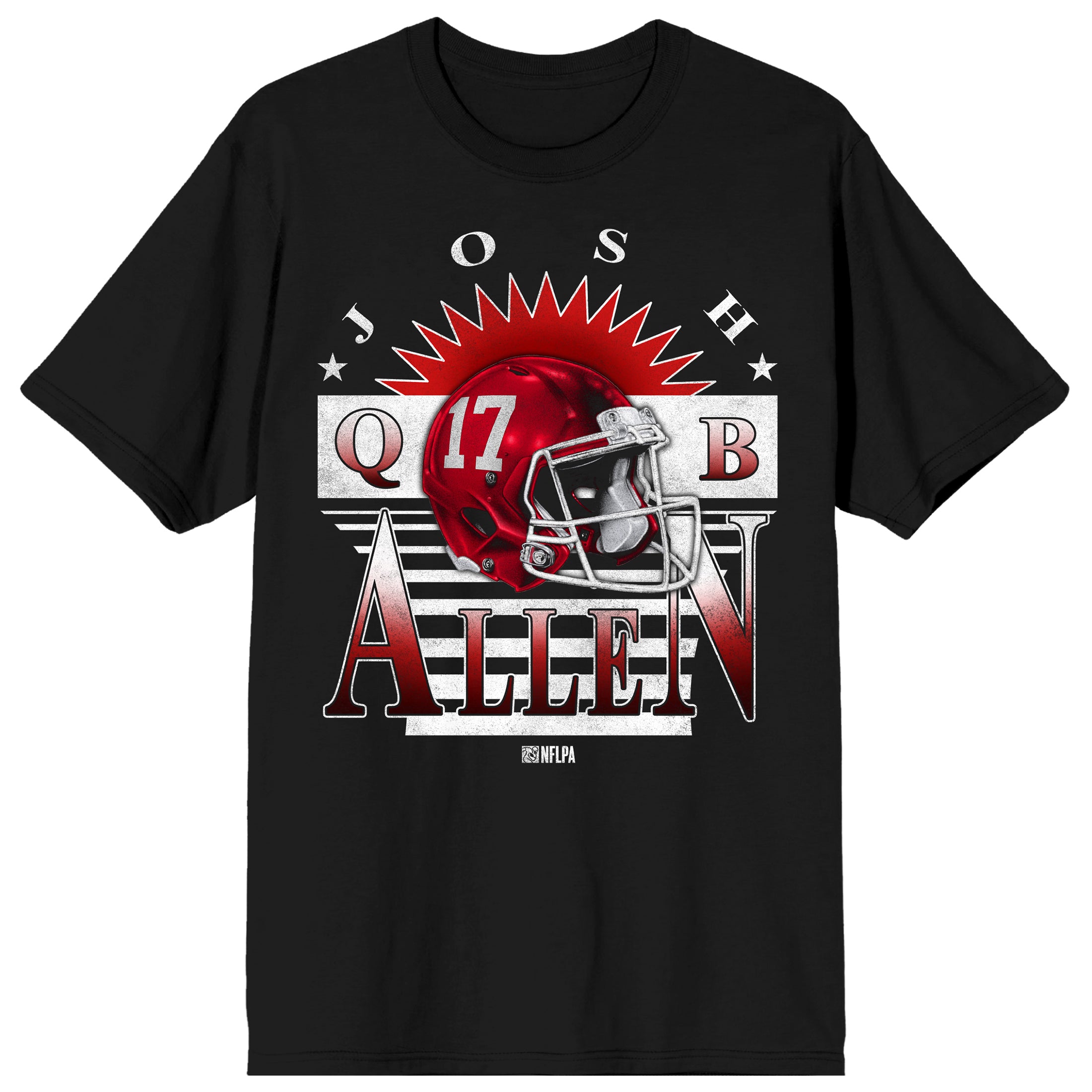 Bioworld Josh Allen NFLPA Men's Short Sleeve Graphic Tee | #17 QB Helmet Screen-Print | Officially Licensed NFL Players Football T-Shirt